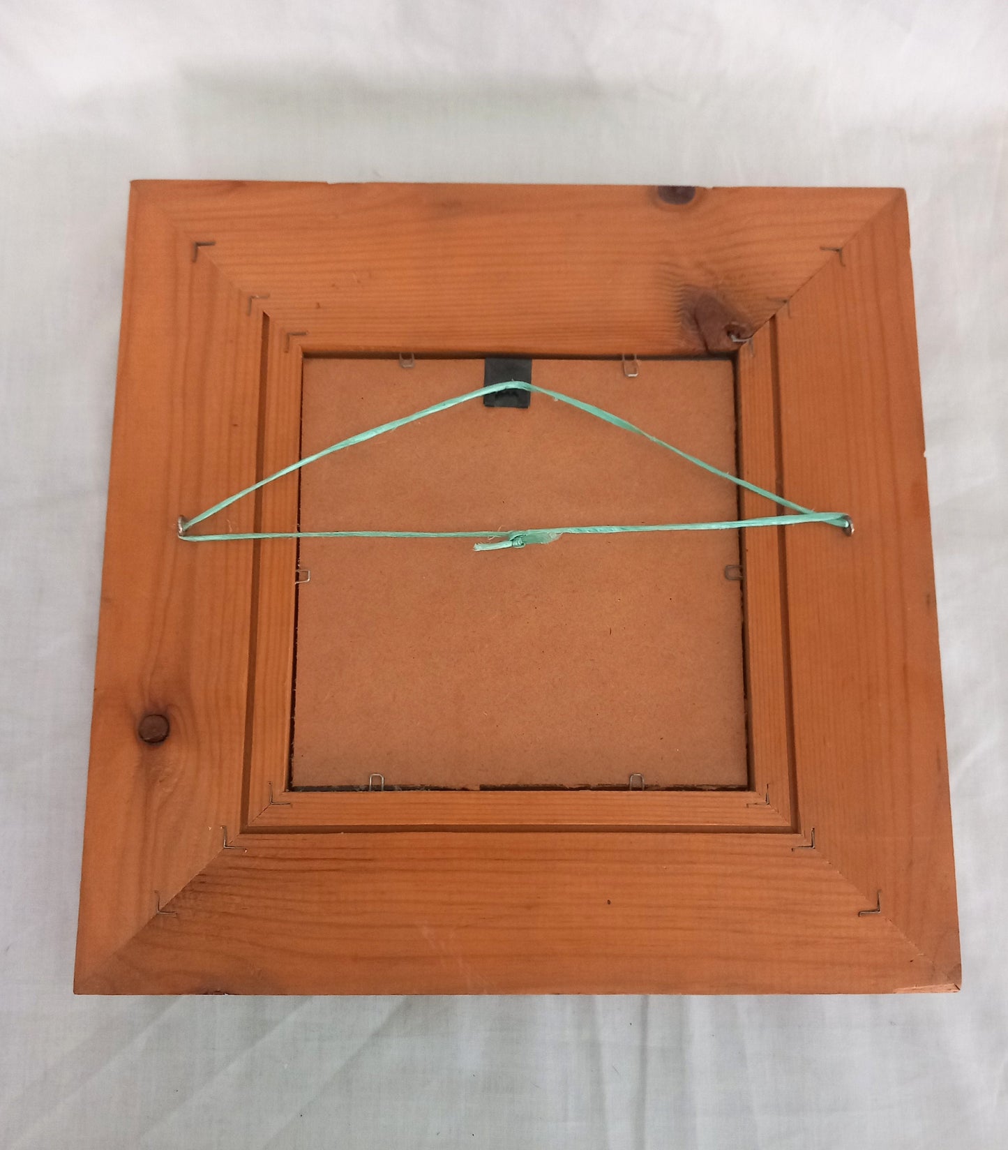 1990s real wood pine framed square small wall mirror 10.75"