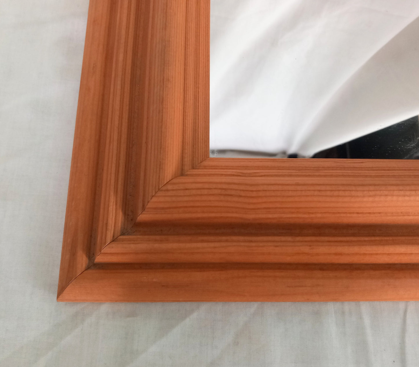 1990s real wood pine framed square small wall mirror 10.75"