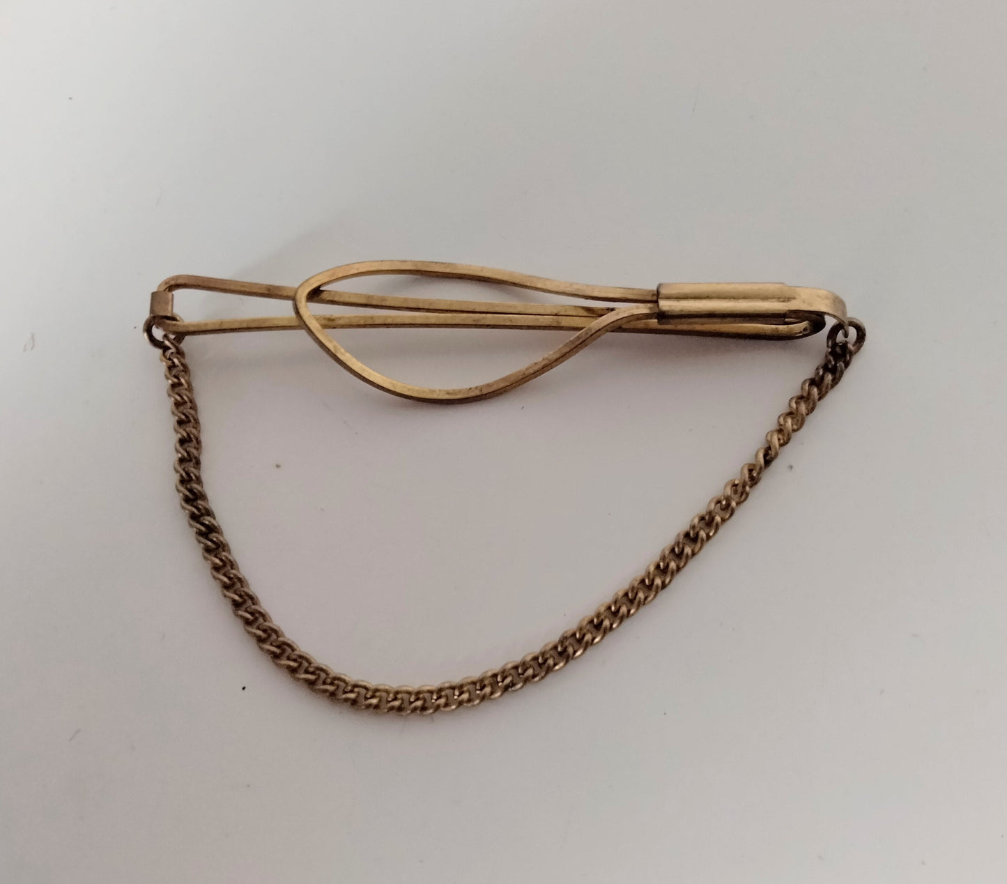 Mid century goldtone metal tie clip