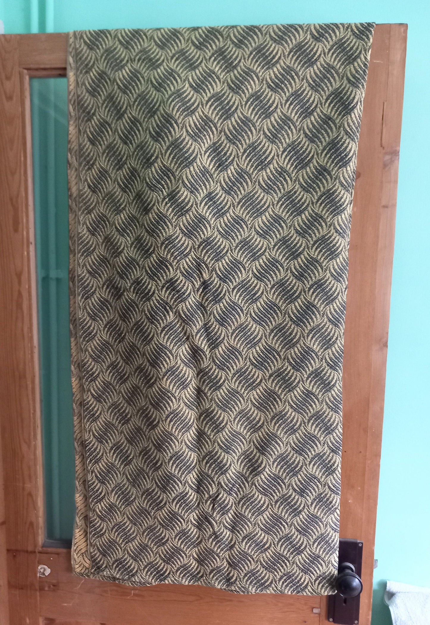 1960s single black and yellow curtain 50" long