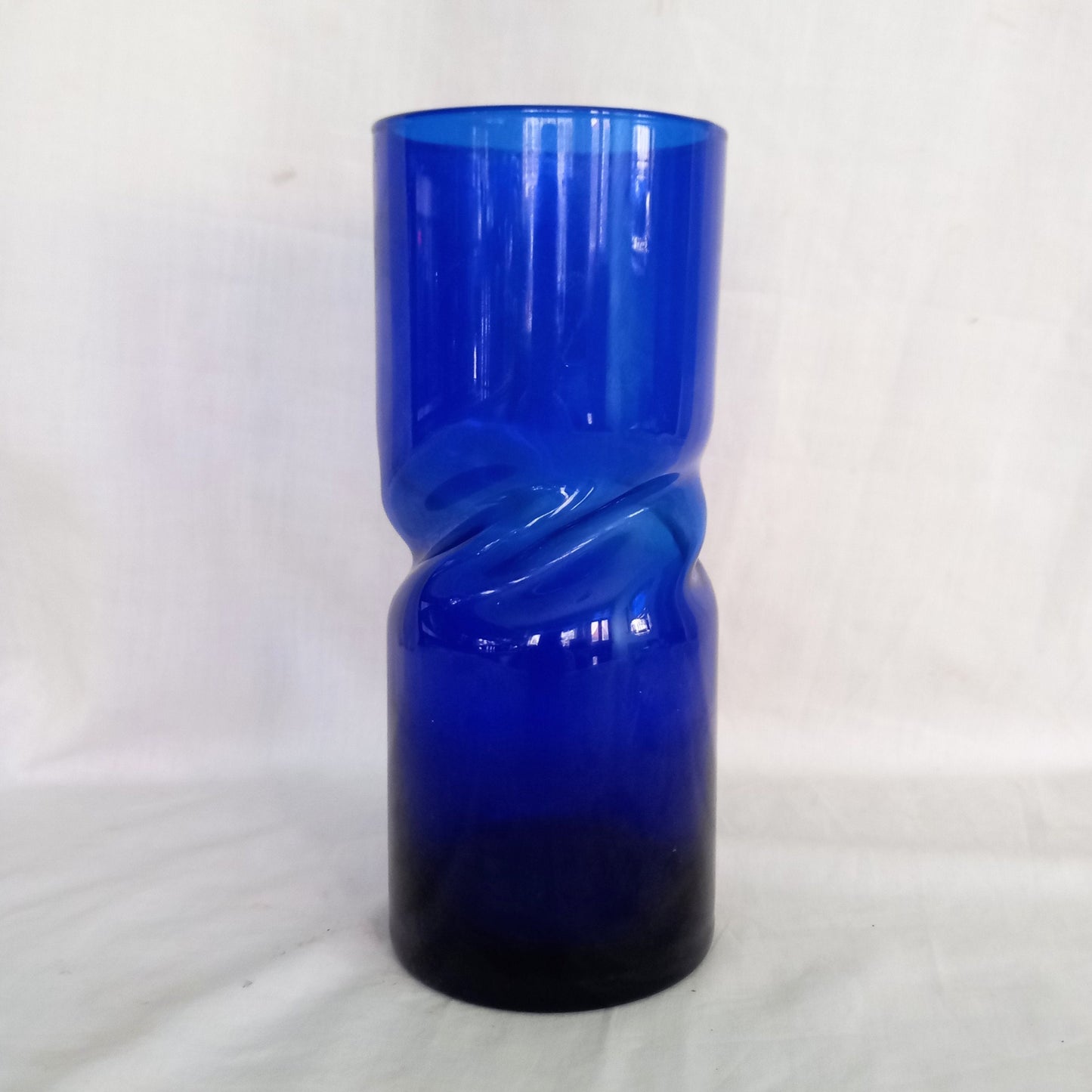 Cobalt blue Scandinavian style twist design vase