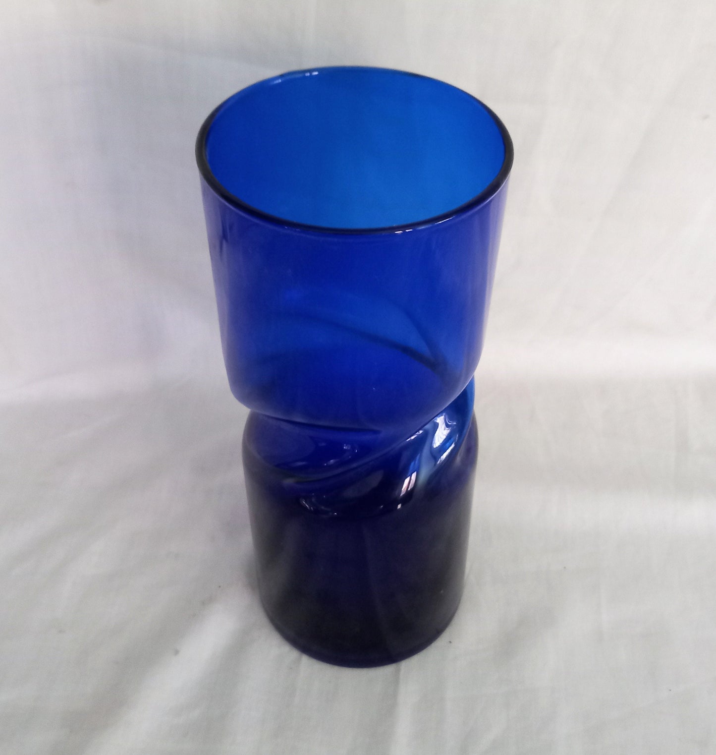 Cobalt blue Scandinavian style twist design vase