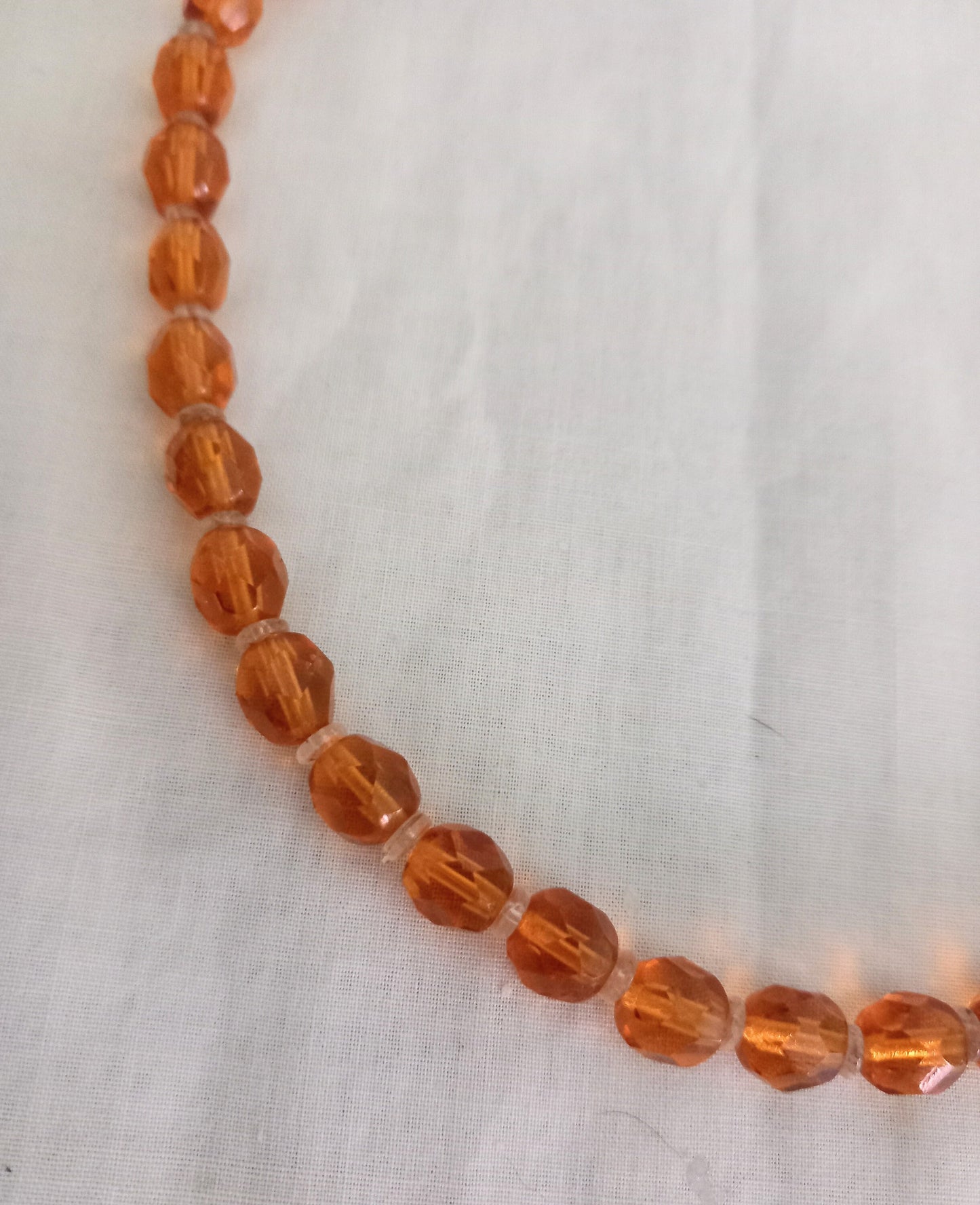 C1940s orange faceted crystal glass bead necklace