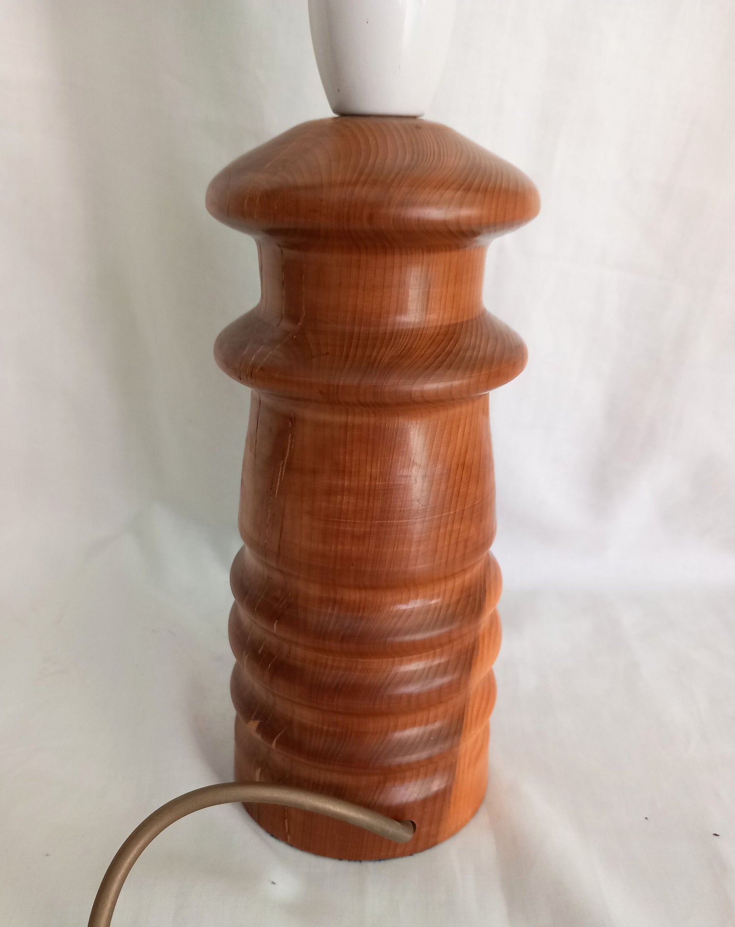 C1970s turned Yew wood table lamp 10.75"