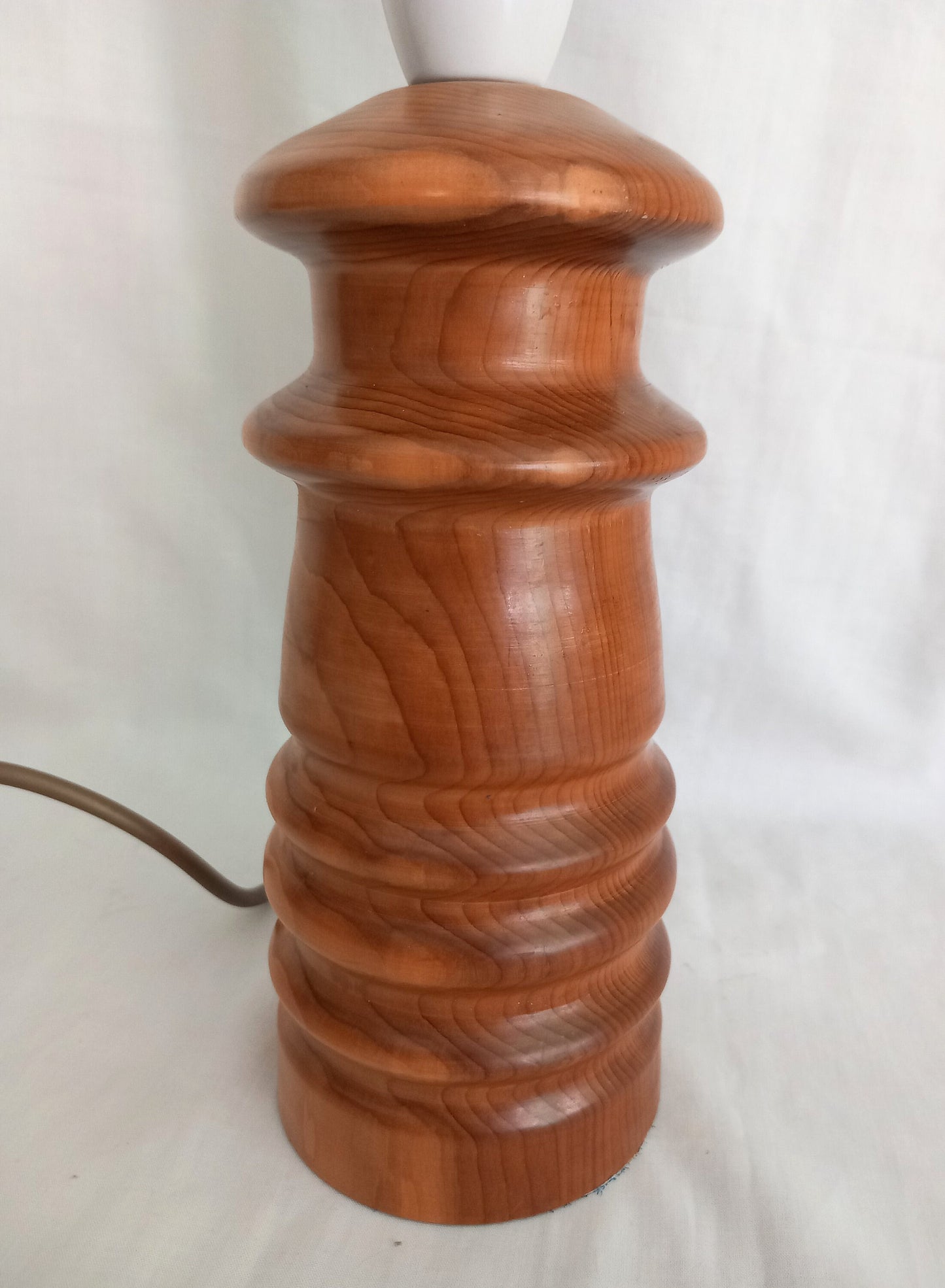 C1970s turned Yew wood table lamp 10.75"