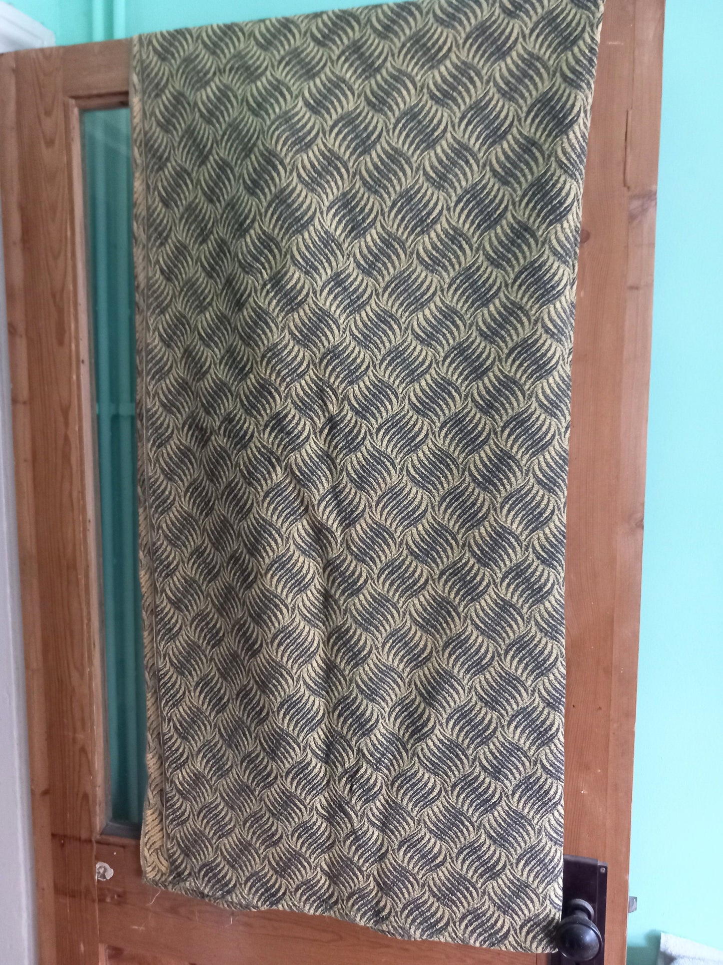 1960s single black and yellow curtain 50" long