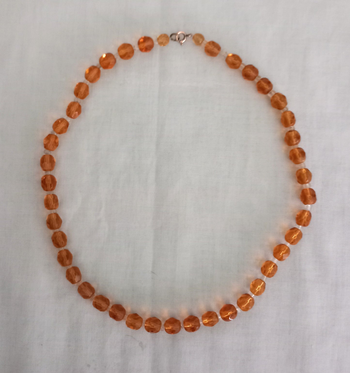 C1940s orange faceted crystal glass bead necklace