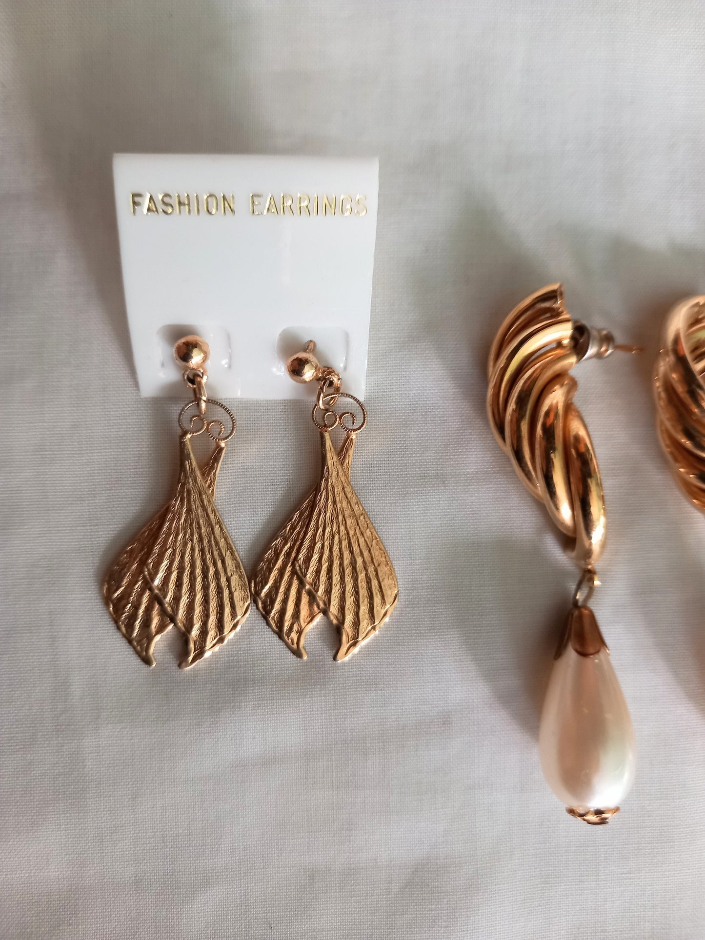 3 Pairs 1980s Gold Plated Dangly Earrings
