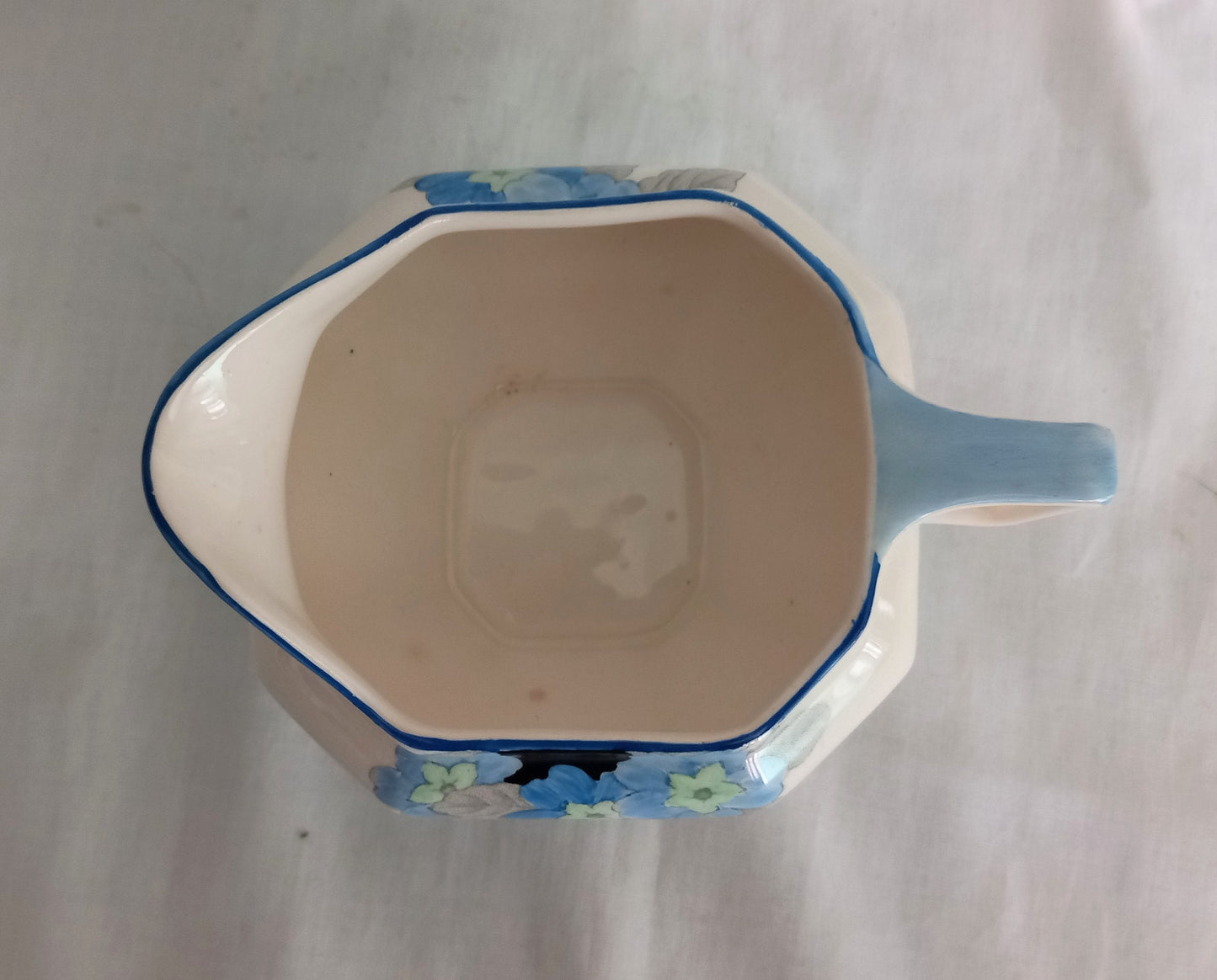 Art deco Crown Devon Fieldings hand painted jug with blue flower design