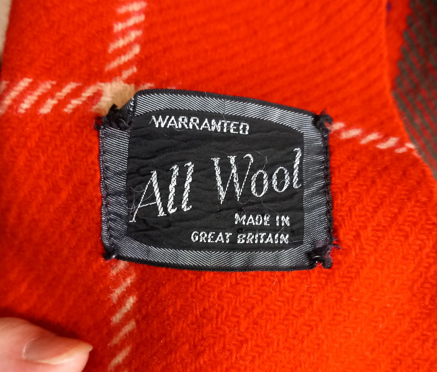1970s Tartan All Wool Fringed Blanket 56 X 62" Red & Green Check