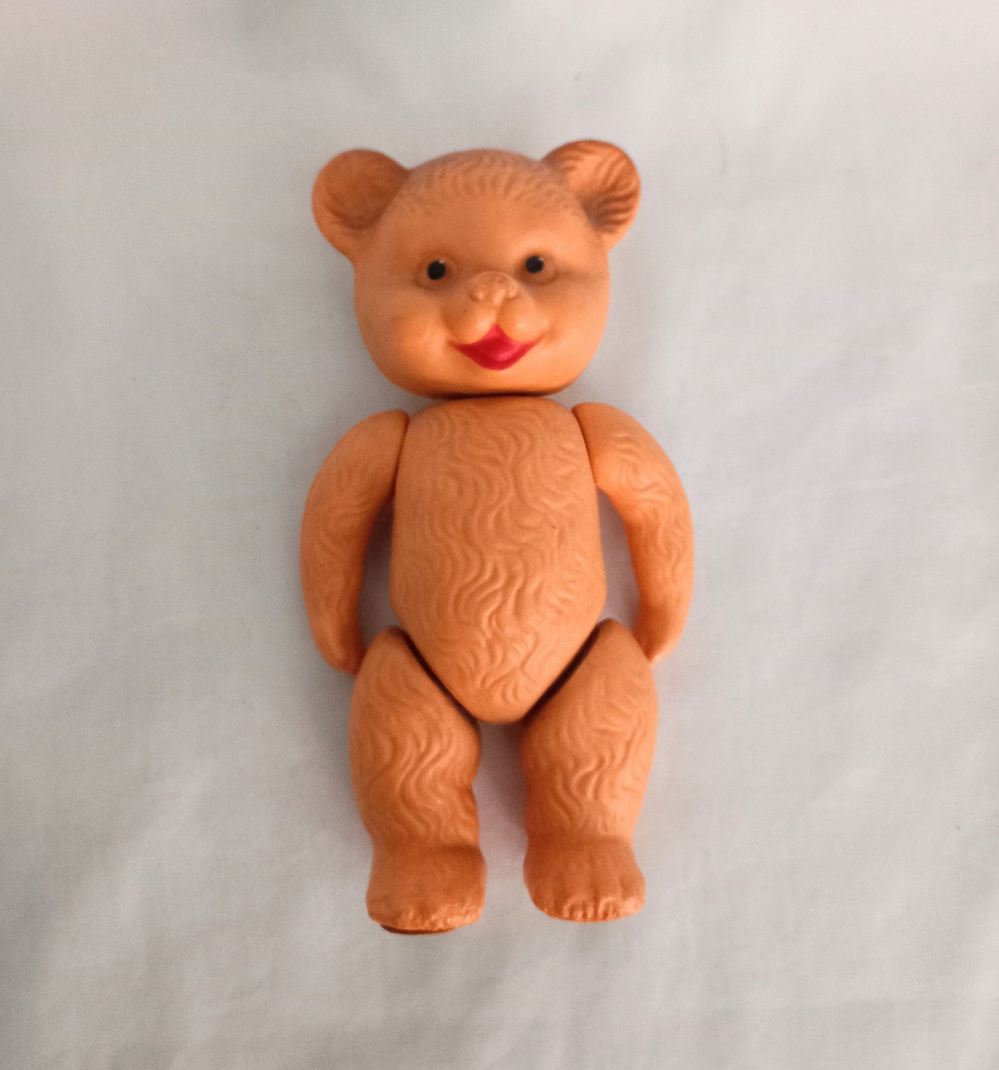 C1960s Rosebud Moulded Plastic Jointed Bear Toy 6"