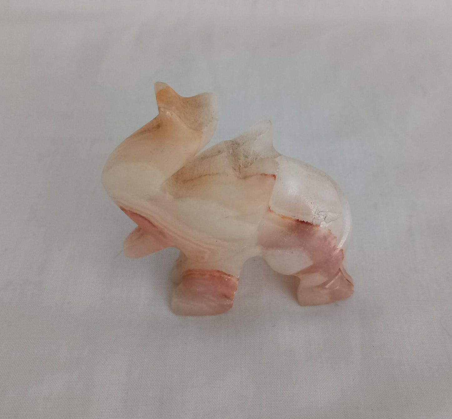 Hand Carved Orange Onyx Stone Elephant Statue