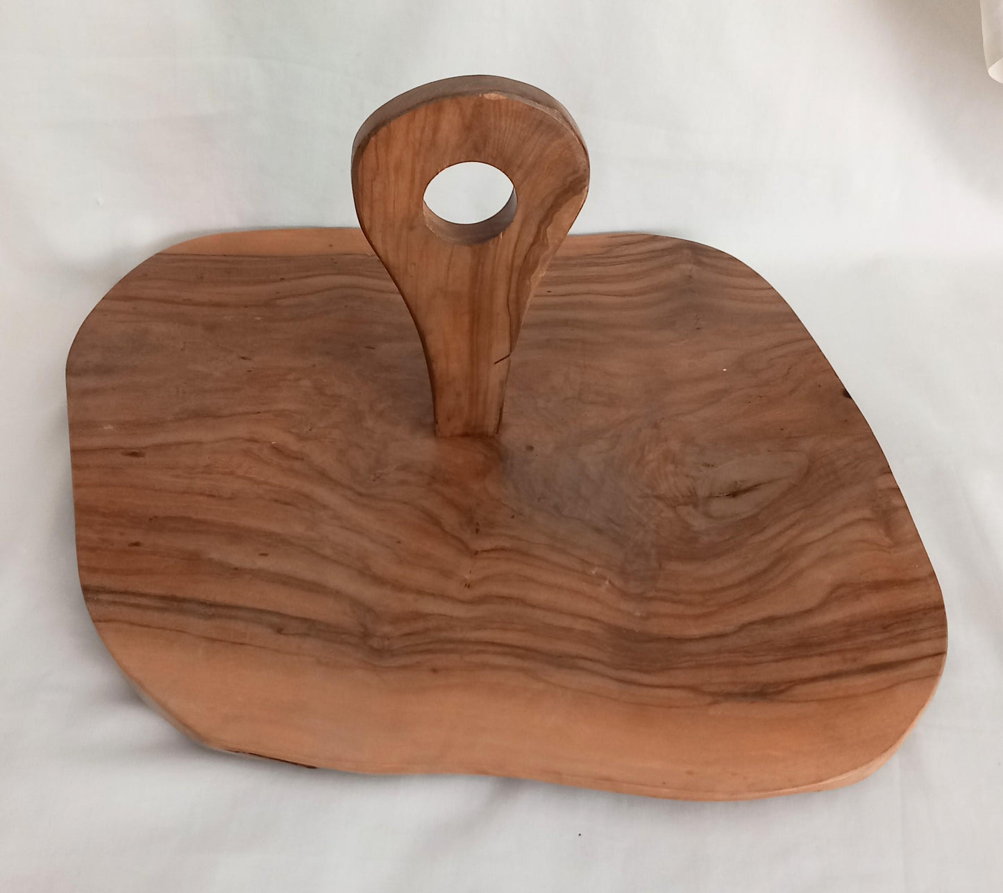 1970s Rustic Solid Wooden Slice Serving Platter