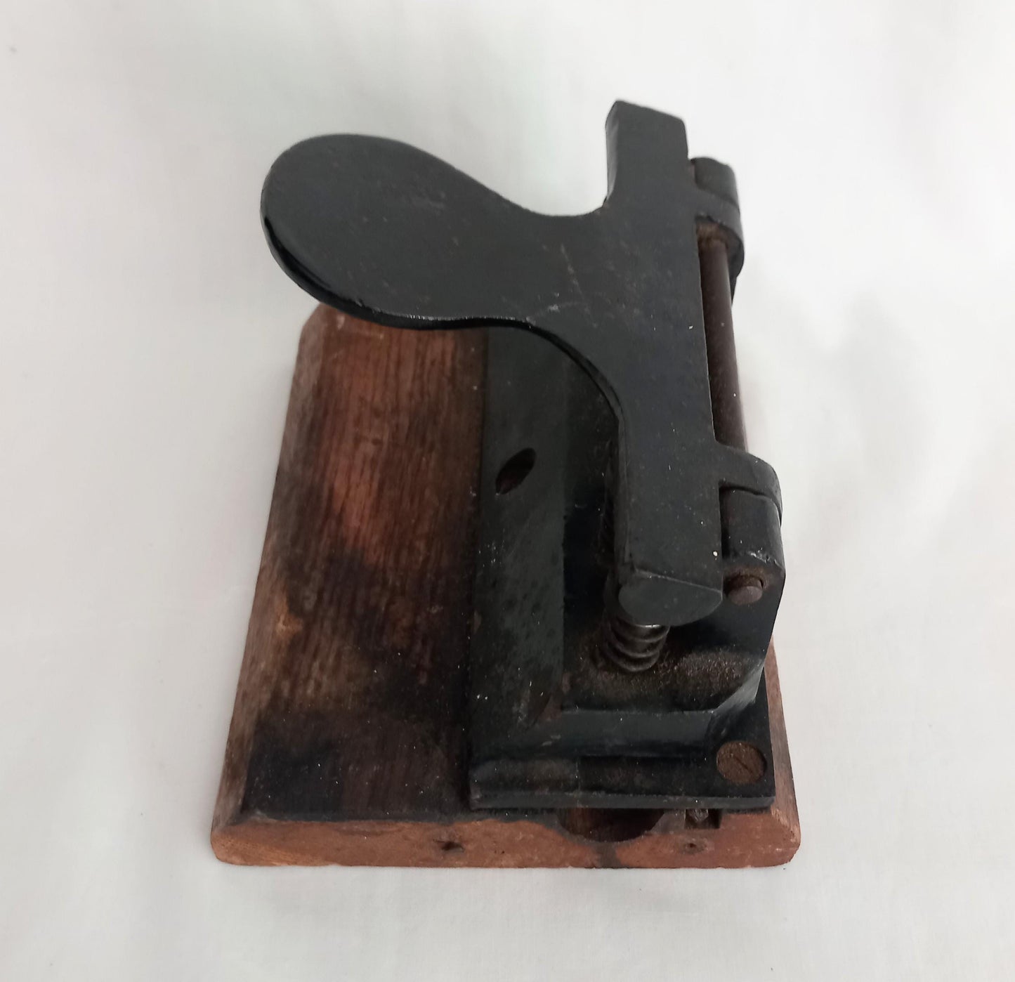 Antique Victorian Cast Iron & Wooden Base Hole Punch