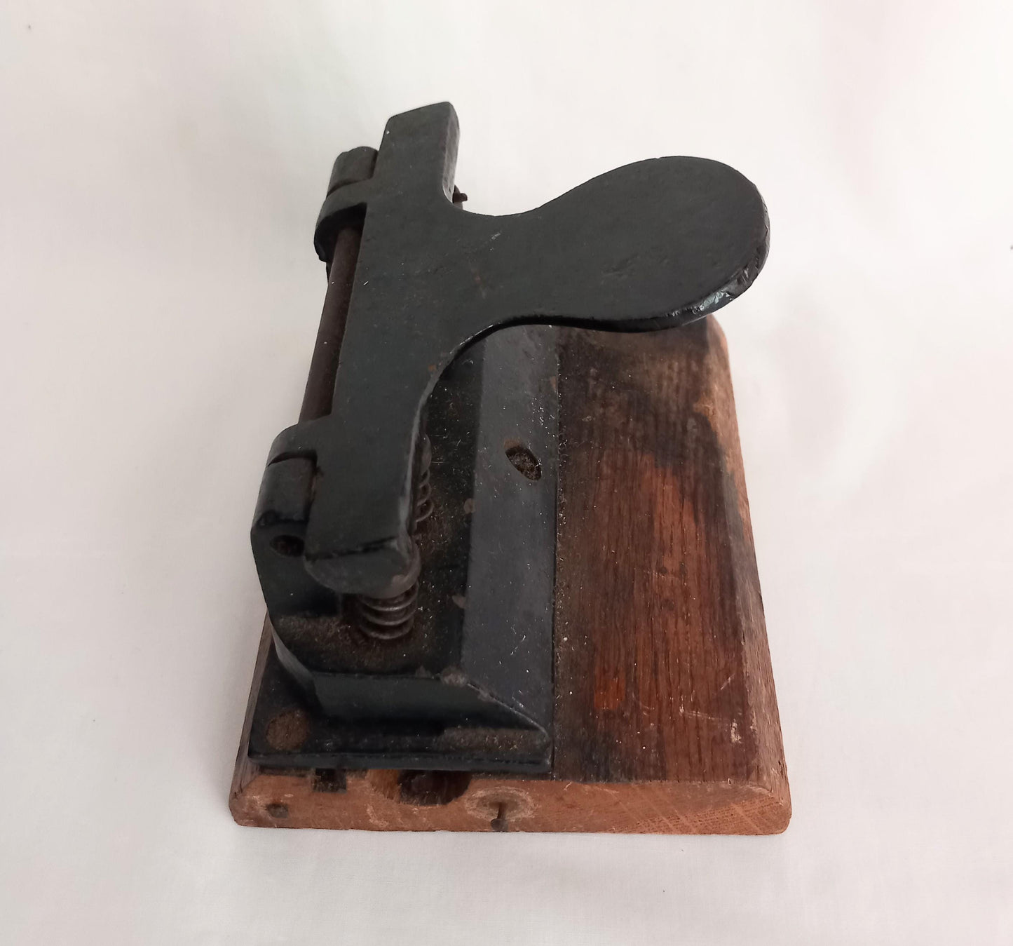Antique Victorian Cast Iron & Wooden Base Hole Punch
