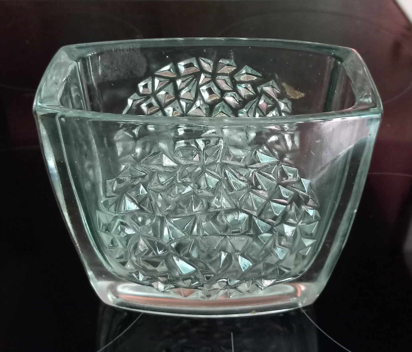 Mid Century Bohemian Sklo Union Rudolfova Hut Clear Hobnail Glass Vase By Rudolf Jurnikl