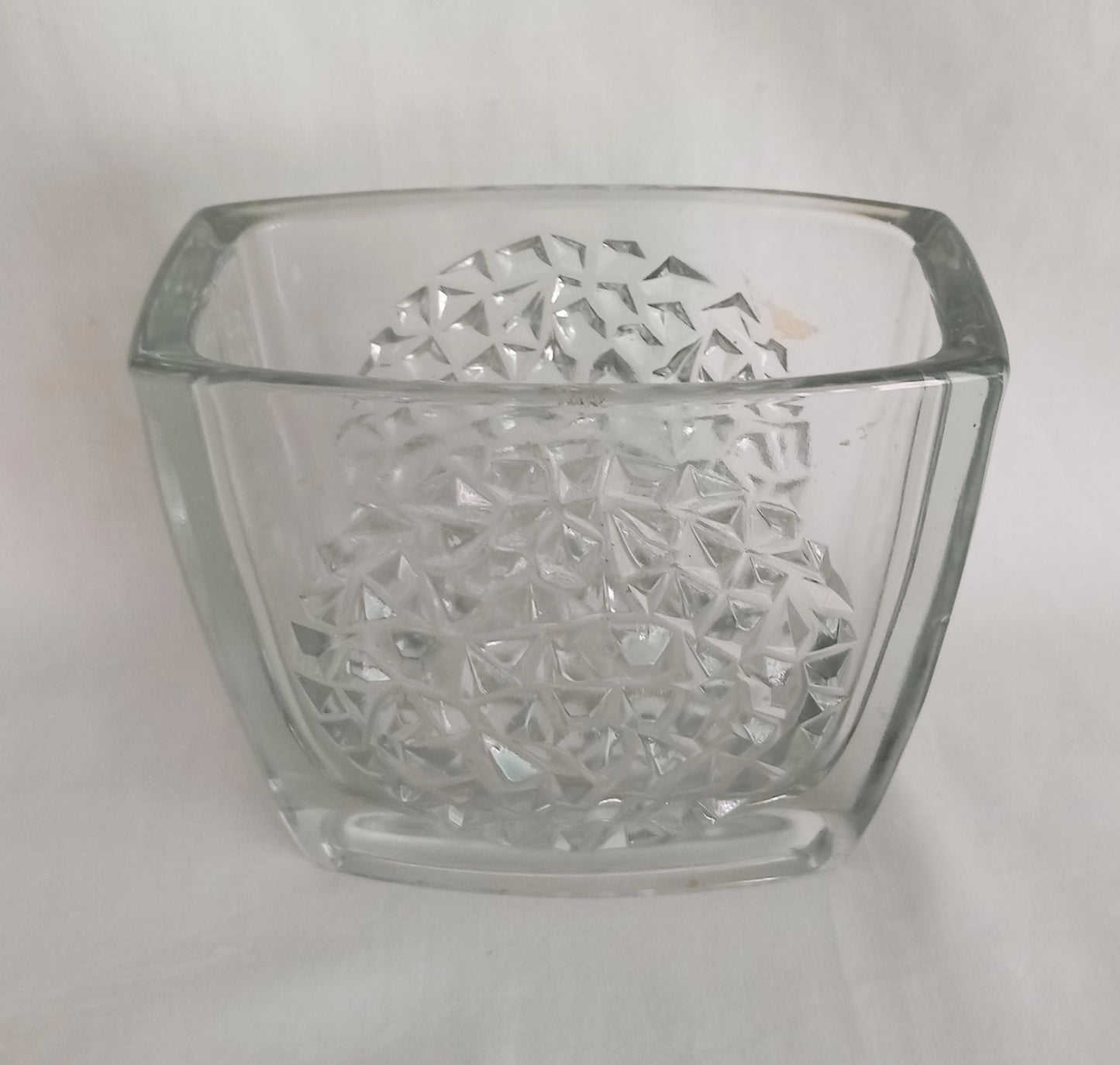 Mid Century Bohemian Sklo Union Rudolfova Hut Clear Hobnail Glass Vase By Rudolf Jurnikl