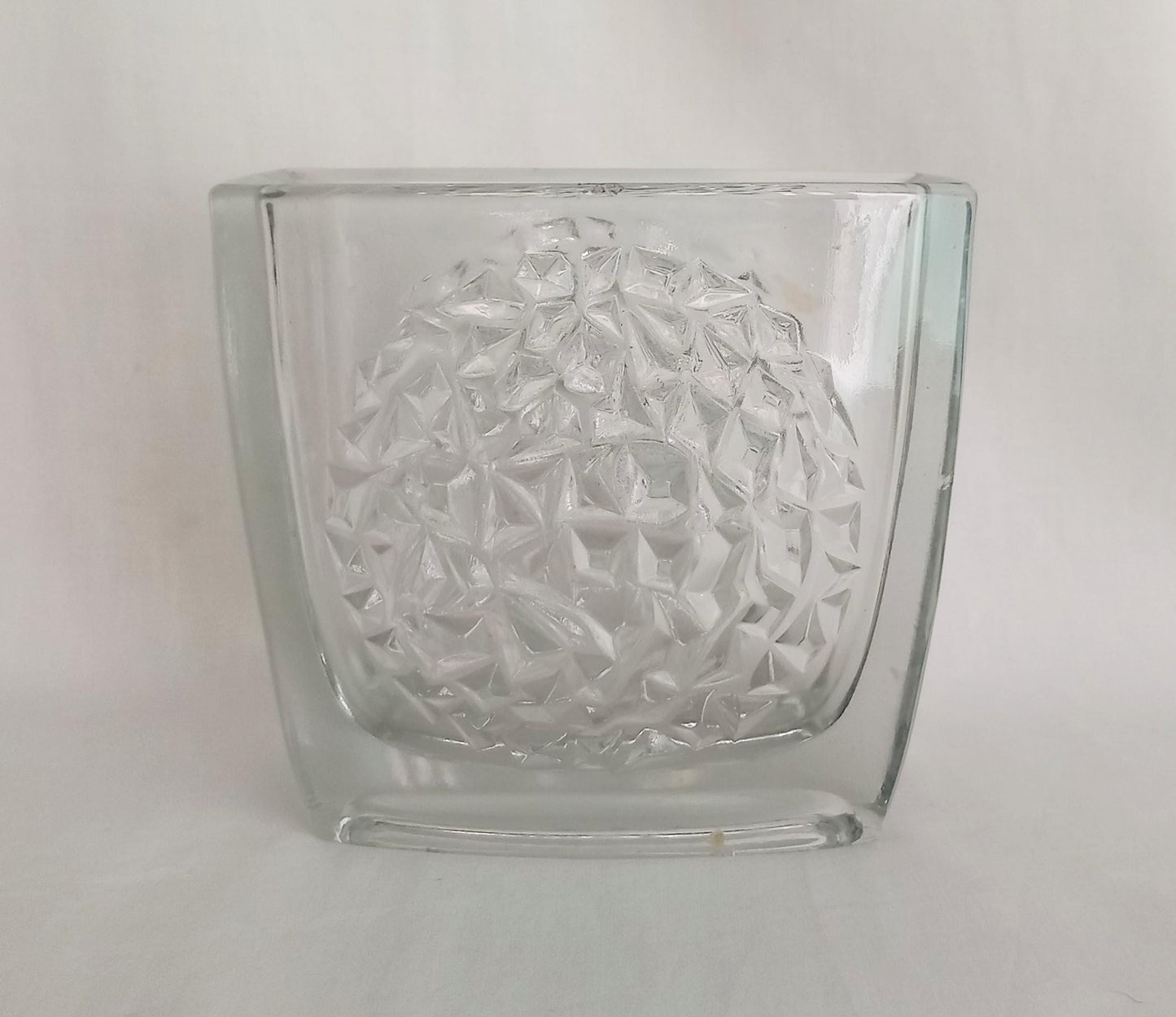 Mid Century Bohemian Sklo Union Rudolfova Hut Clear Hobnail Glass Vase By Rudolf Jurnikl