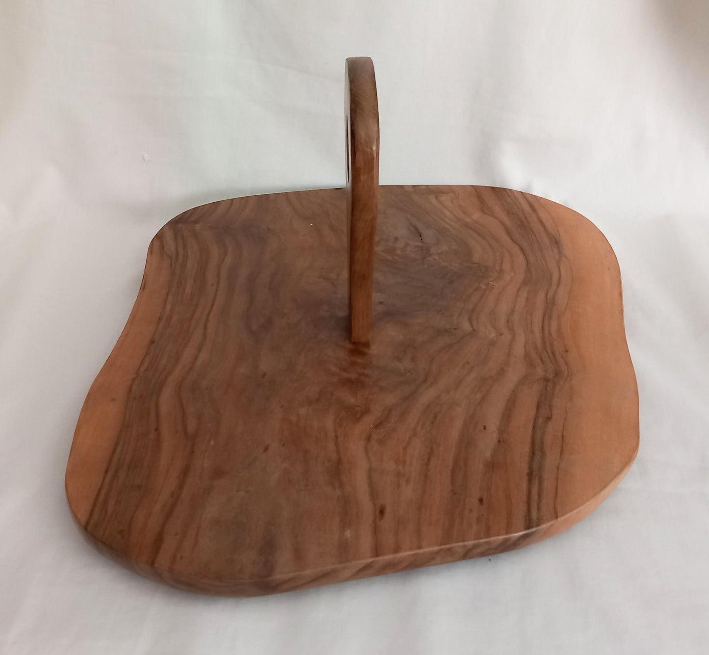 1970s Rustic Solid Wooden Slice Serving Platter