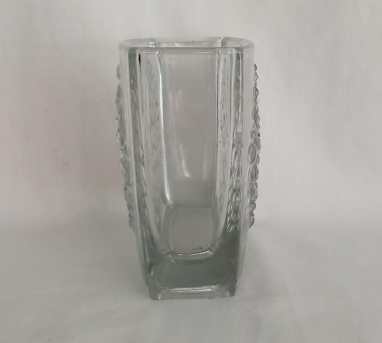 Mid Century Bohemian Sklo Union Rudolfova Hut Clear Hobnail Glass Vase By Rudolf Jurnikl