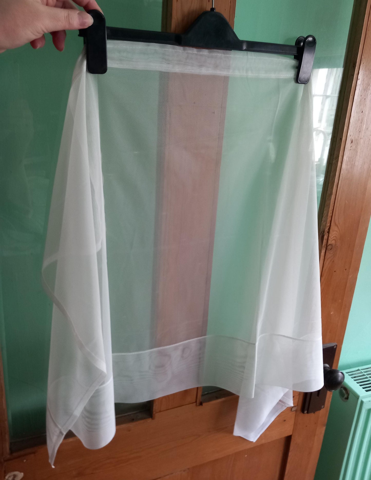 Vintage simple design white cafe style half net curtain 24.5" long