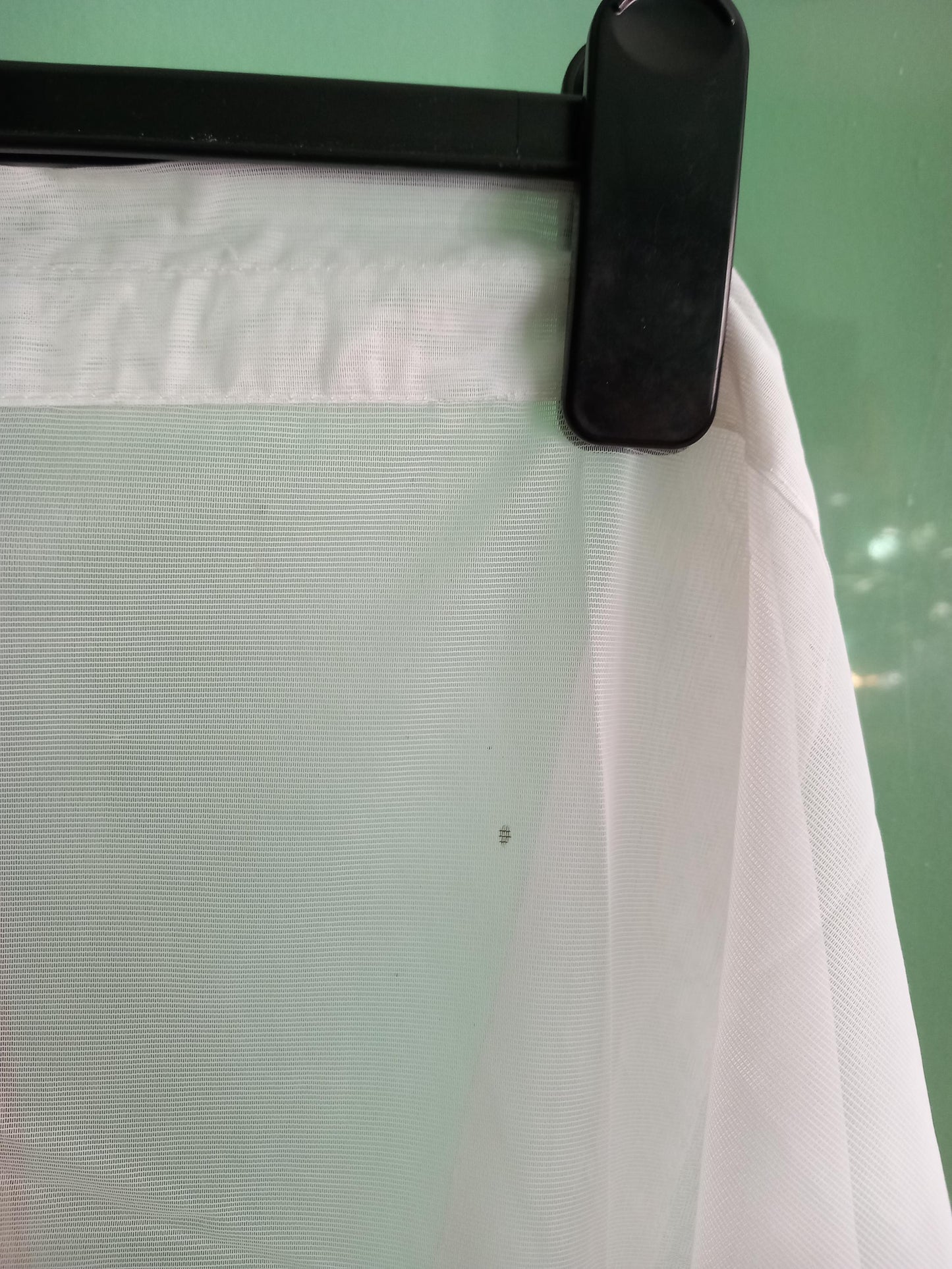 Vintage scalloped design white net curtain 34" long