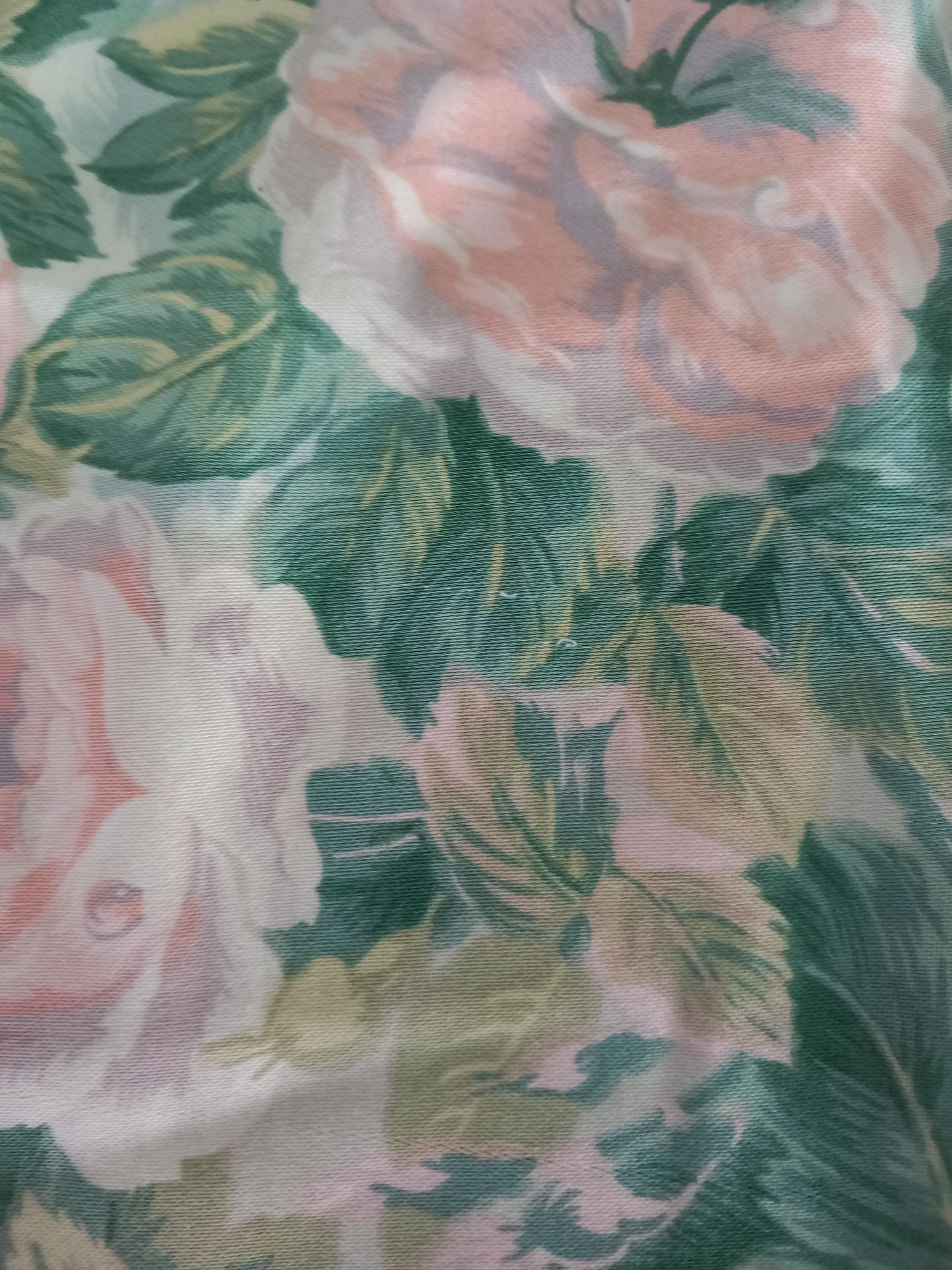 1980s rose flower pink and green cushion cover 39 x 41 cm