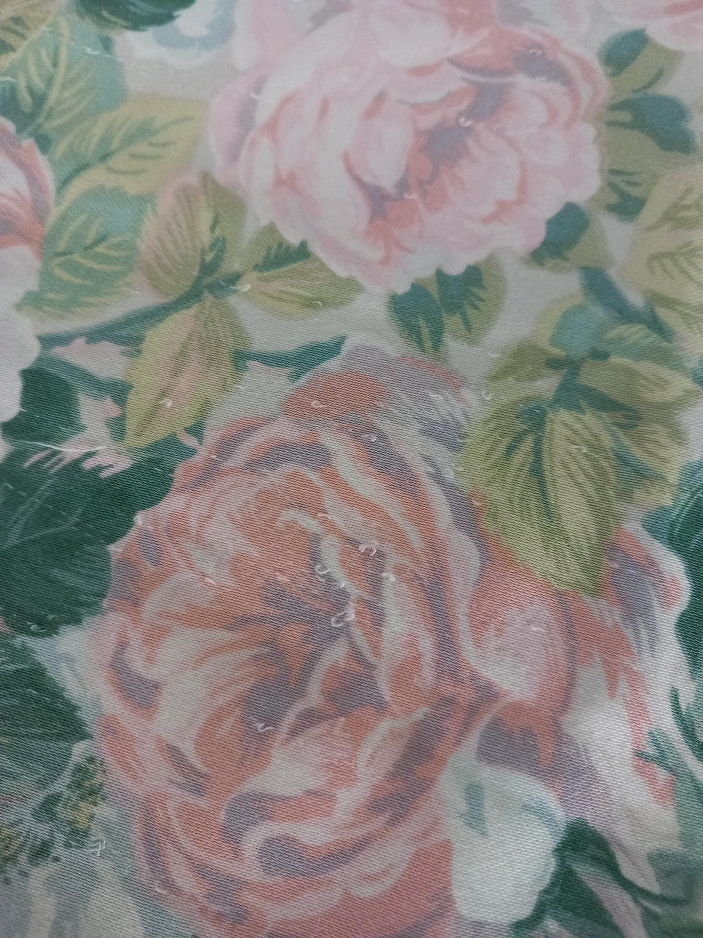 1980s rose flower pink and green cushion cover 39 x 41 cm