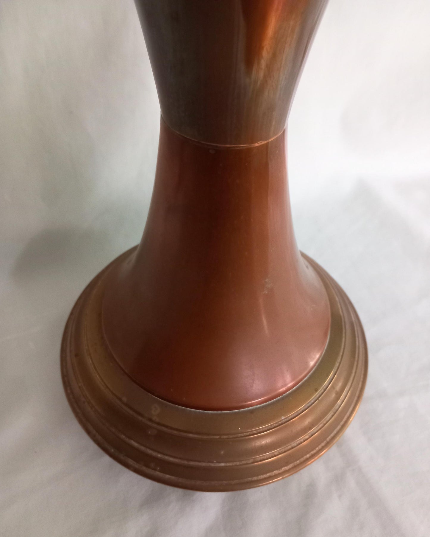 Vintage copper plated and brass metal jug 12.75"