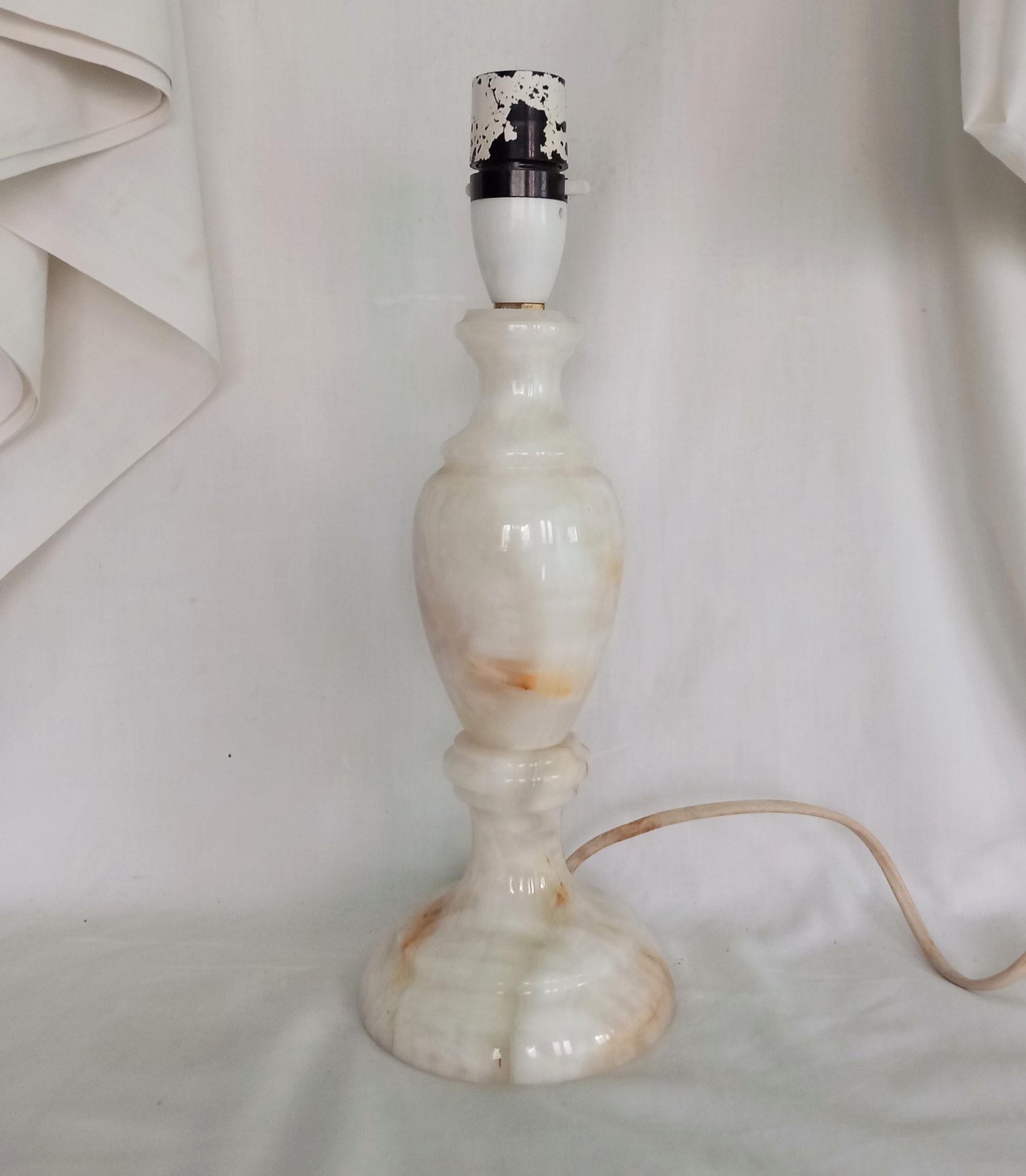 1970s green and orange onyx stone table lamp PAT yested