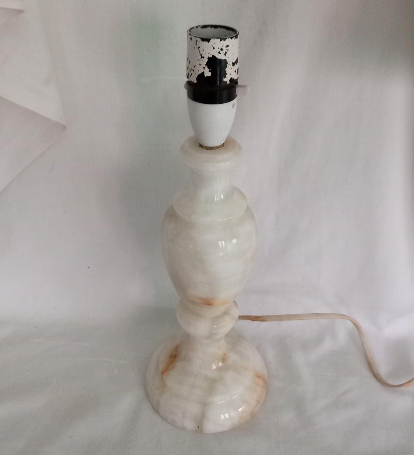1970s green and orange onyx stone table lamp PAT yested