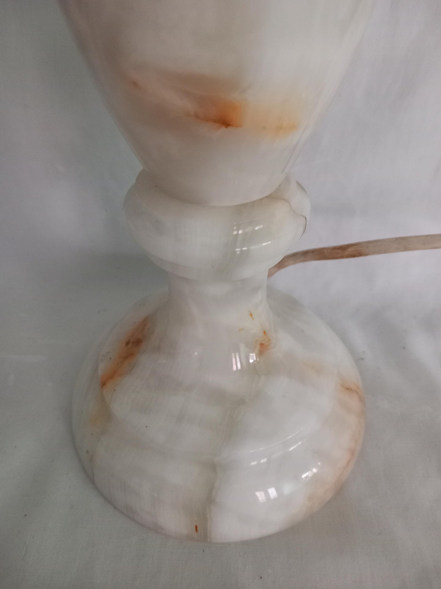 1970s green and orange onyx stone table lamp PAT yested