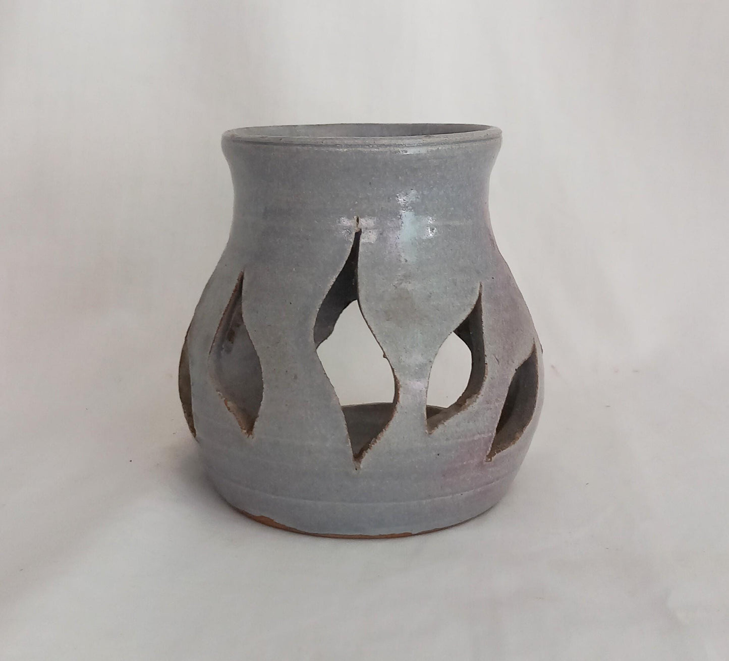 Late 20th century grey studio pottery incense burner signed RM