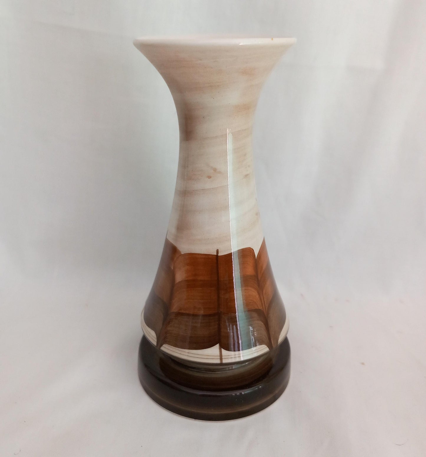1970s brown & white Jersey Studio Pottery vase 6.75"