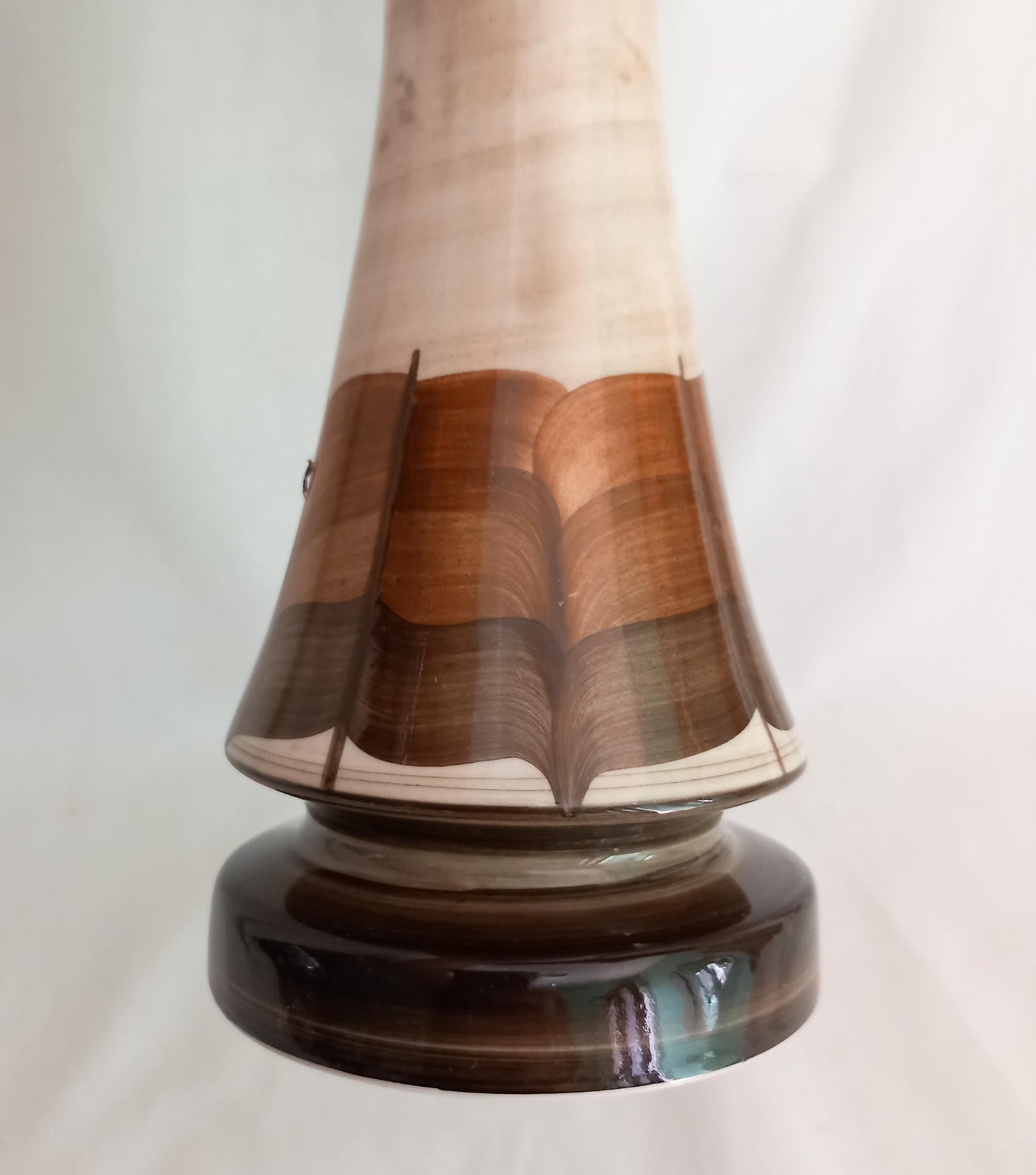 1970s brown & white Jersey Studio Pottery vase 6.75"