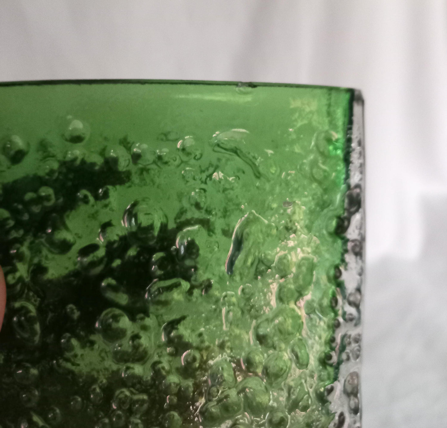 Whitefriars Glass meadow green Bow Fronted Nailhead vase #9685