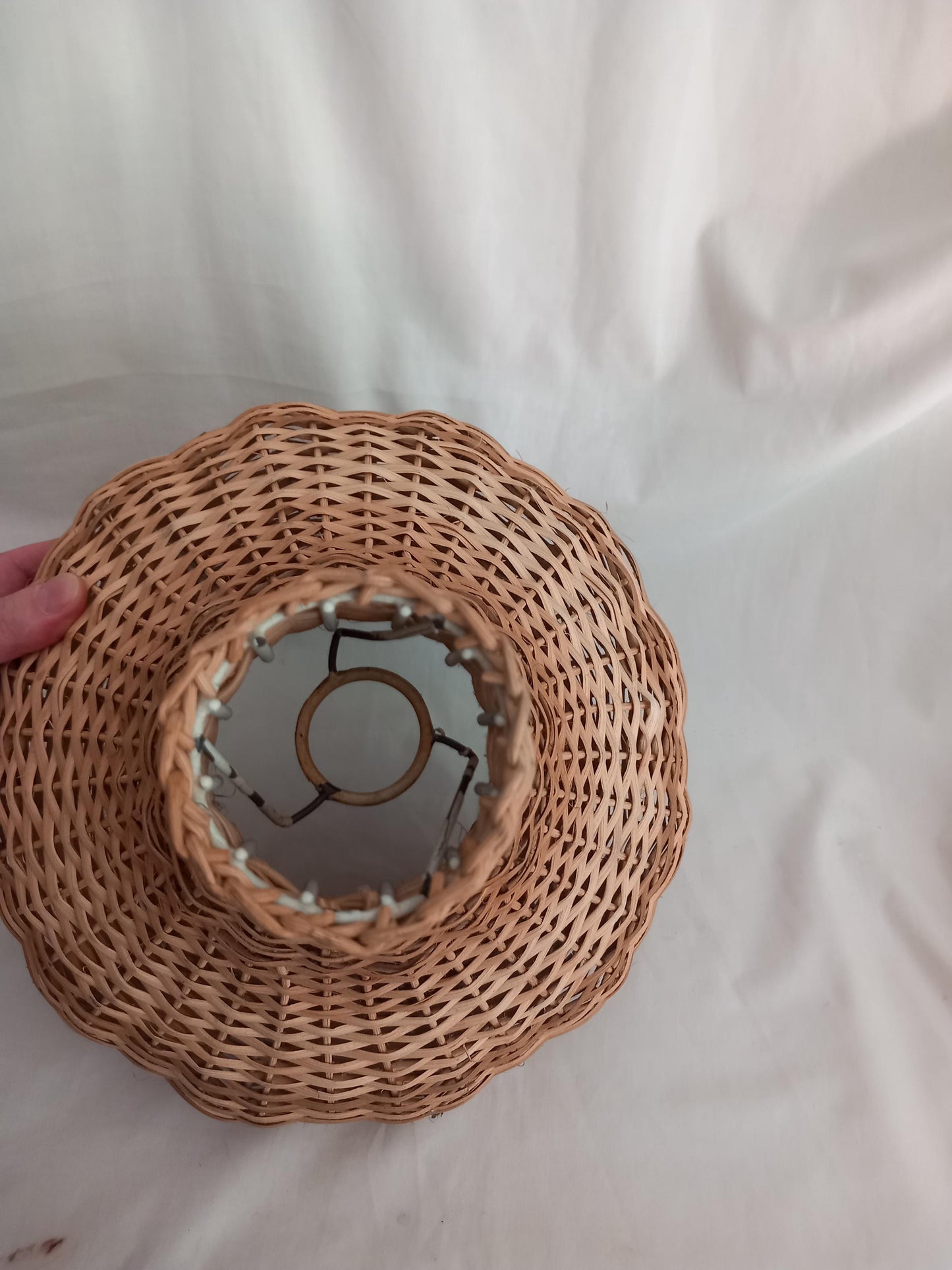 1970s tiki style wicker gourd shaped pendant lampshade