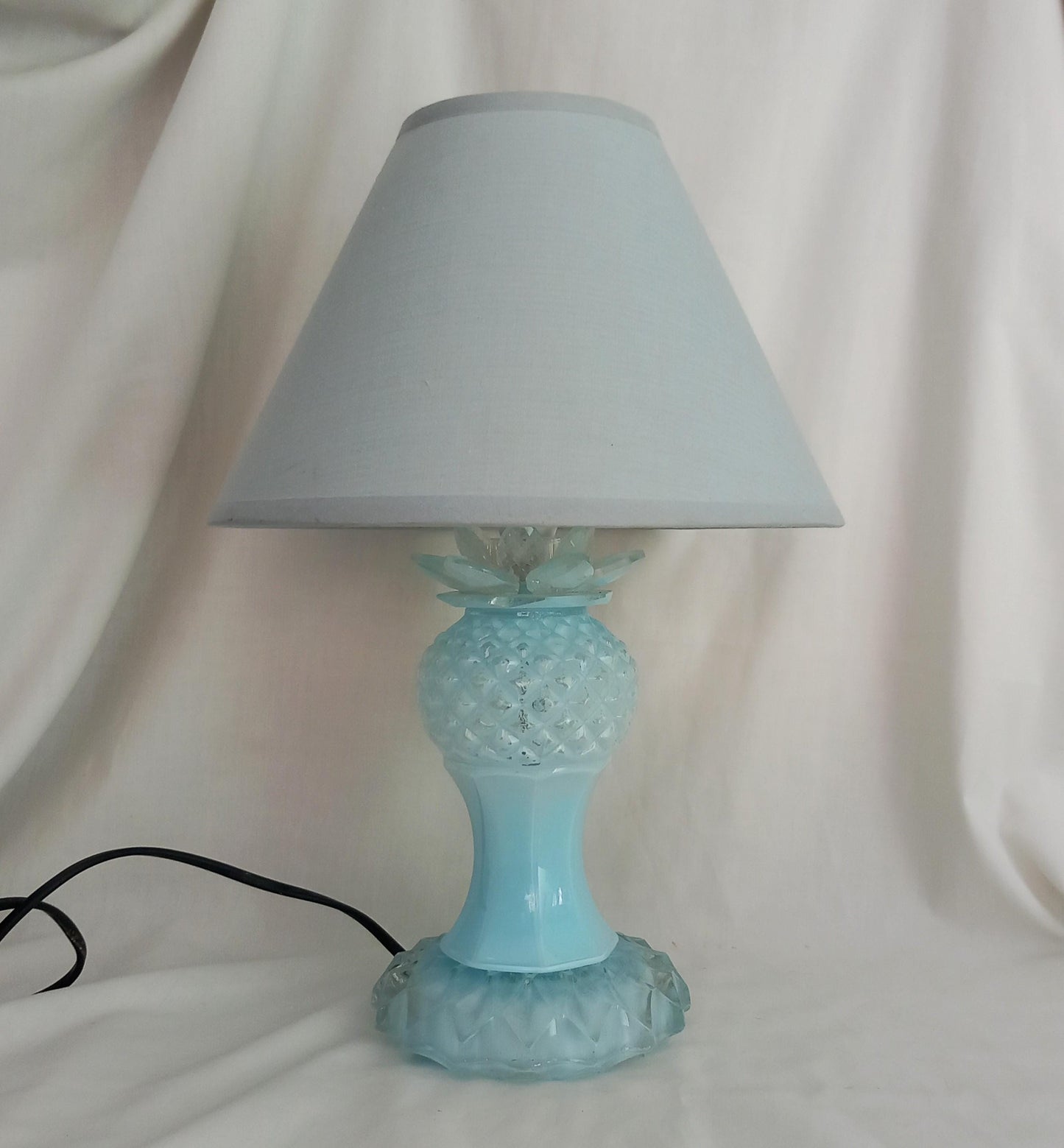 OOAK hand made pastel blue crystal pineapple accent lamp