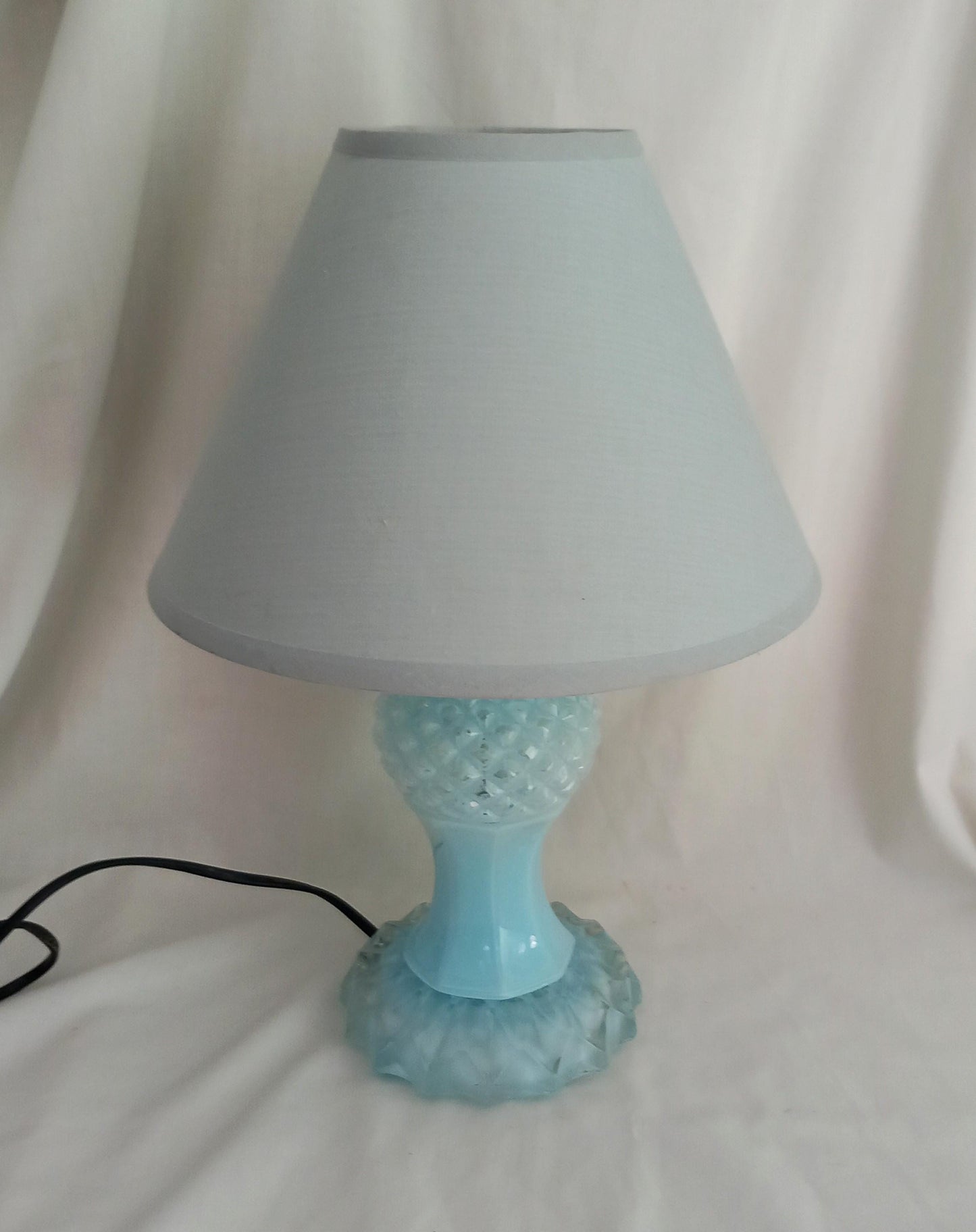OOAK hand made pastel blue crystal pineapple accent lamp
