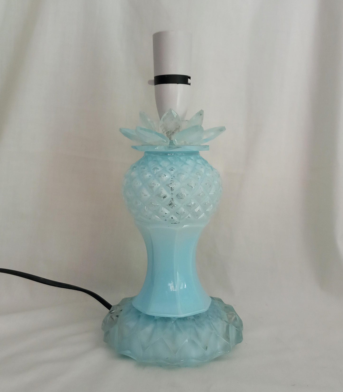 OOAK hand made pastel blue crystal pineapple accent lamp