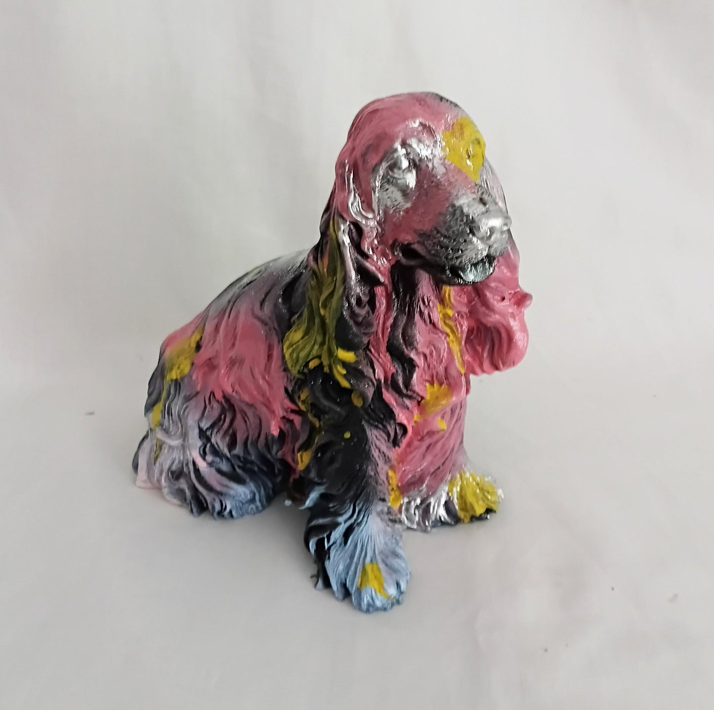 Hand painted pop art paint drip Spaniel dog Statue