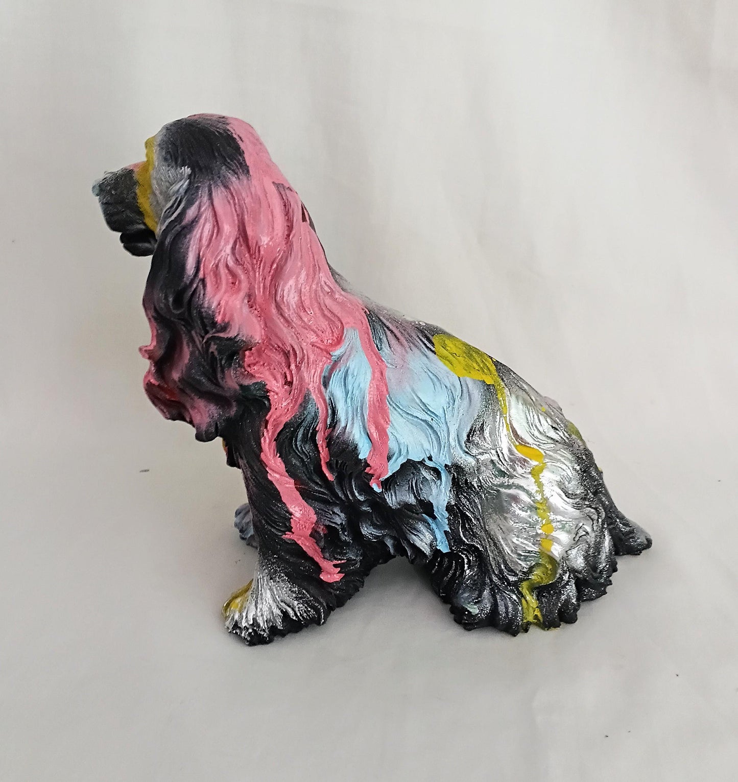 Hand painted pop art paint drip Spaniel dog Statue