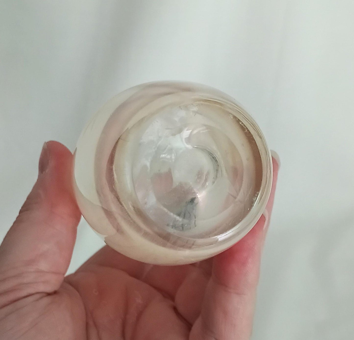 1990s peach lustre cut star design glass vase