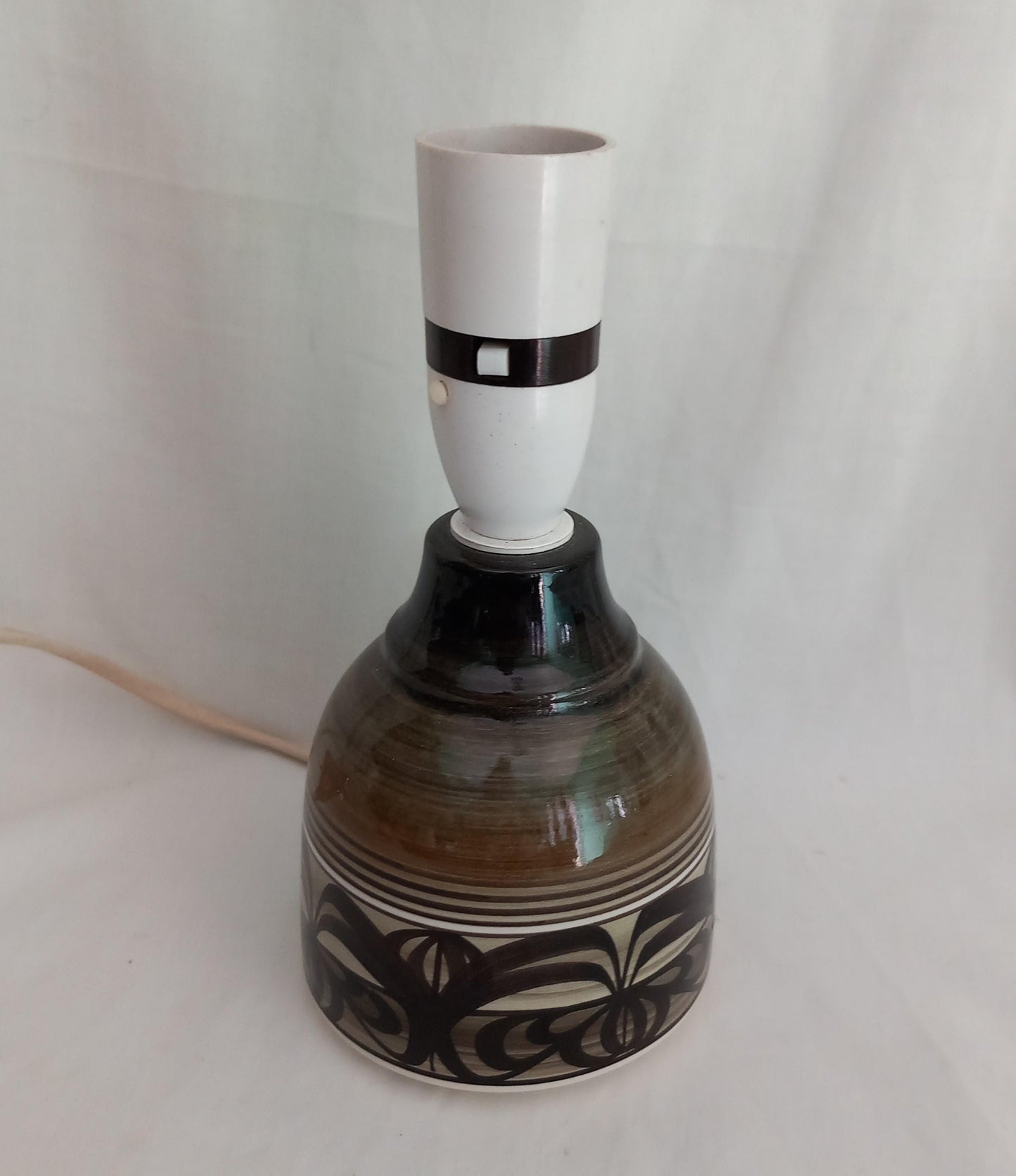1970s green ceramic Jersey Pottery studio pottery table lamp