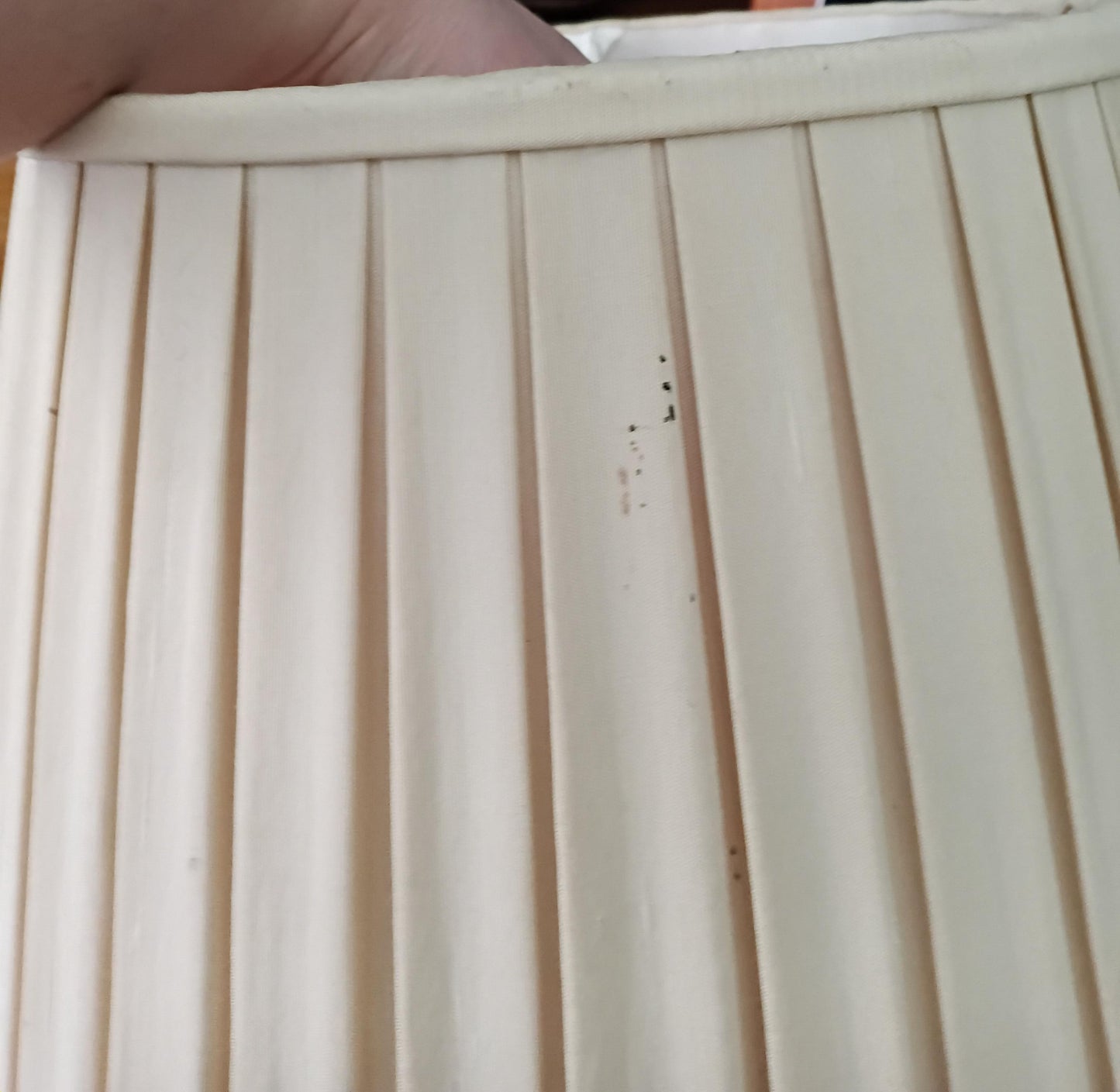 1980s pleated cream fabric lampshade for standard lamp