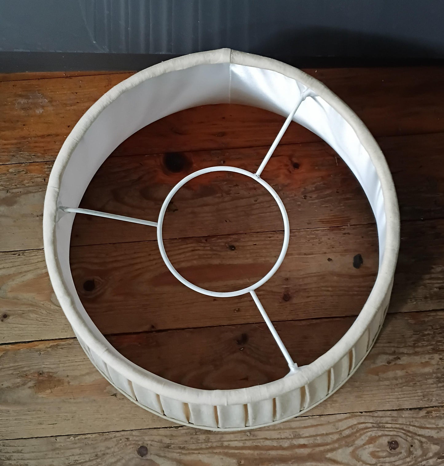 1980s pleated cream fabric lampshade for standard lamp