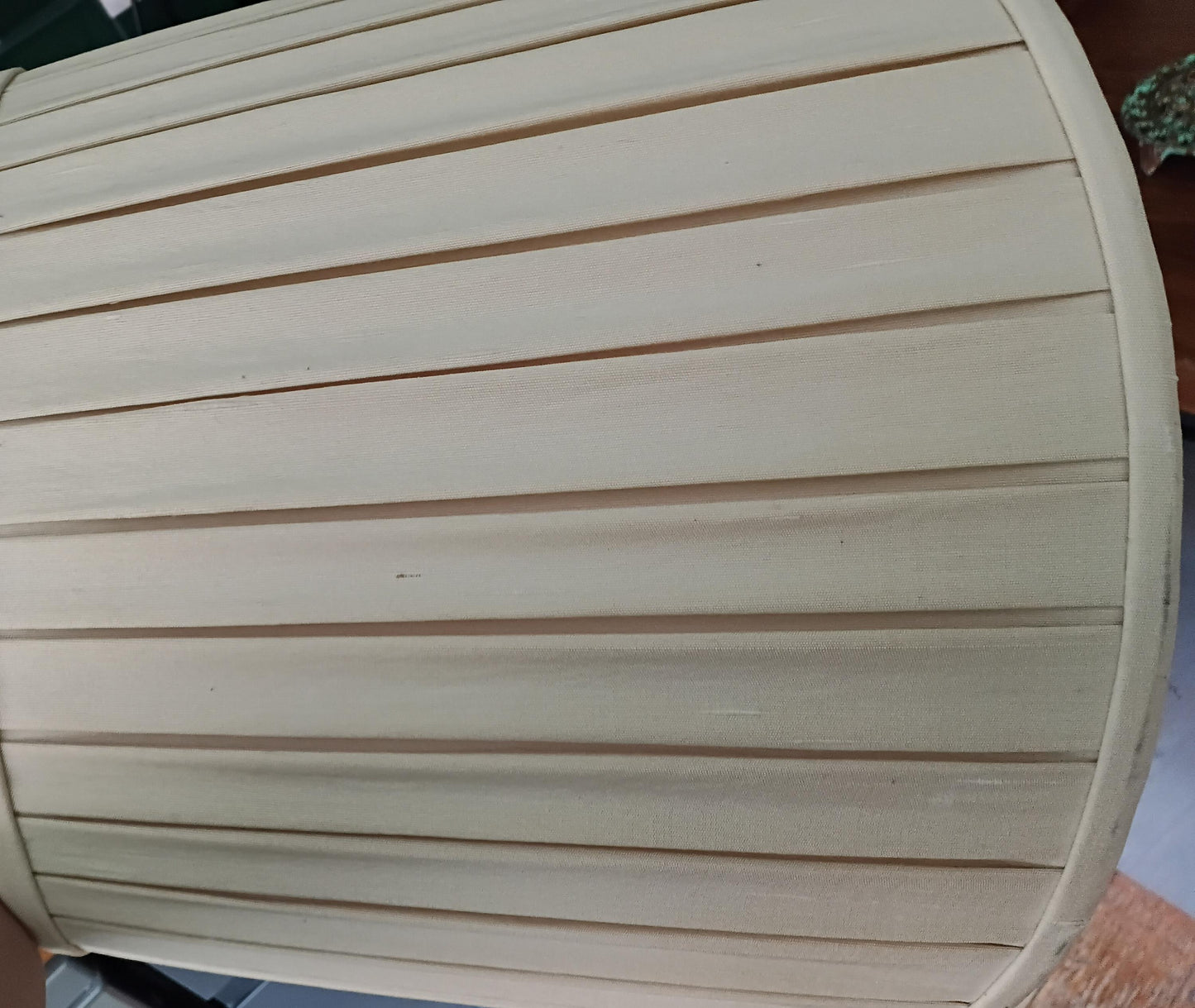 1980s pleated cream fabric lampshade for standard lamp