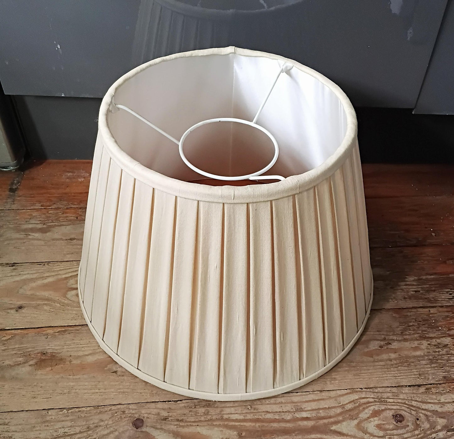 1980s pleated cream fabric lampshade for standard lamp