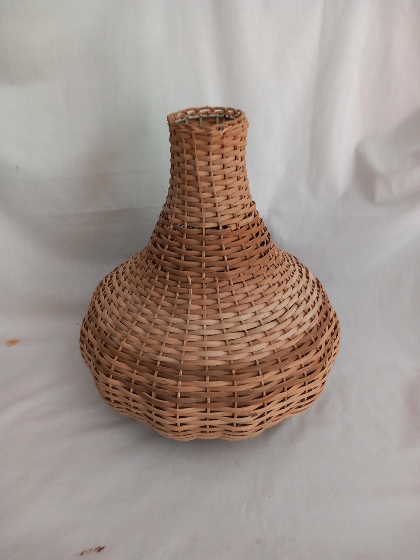 1970s tiki style wicker gourd shaped pendant lampshade
