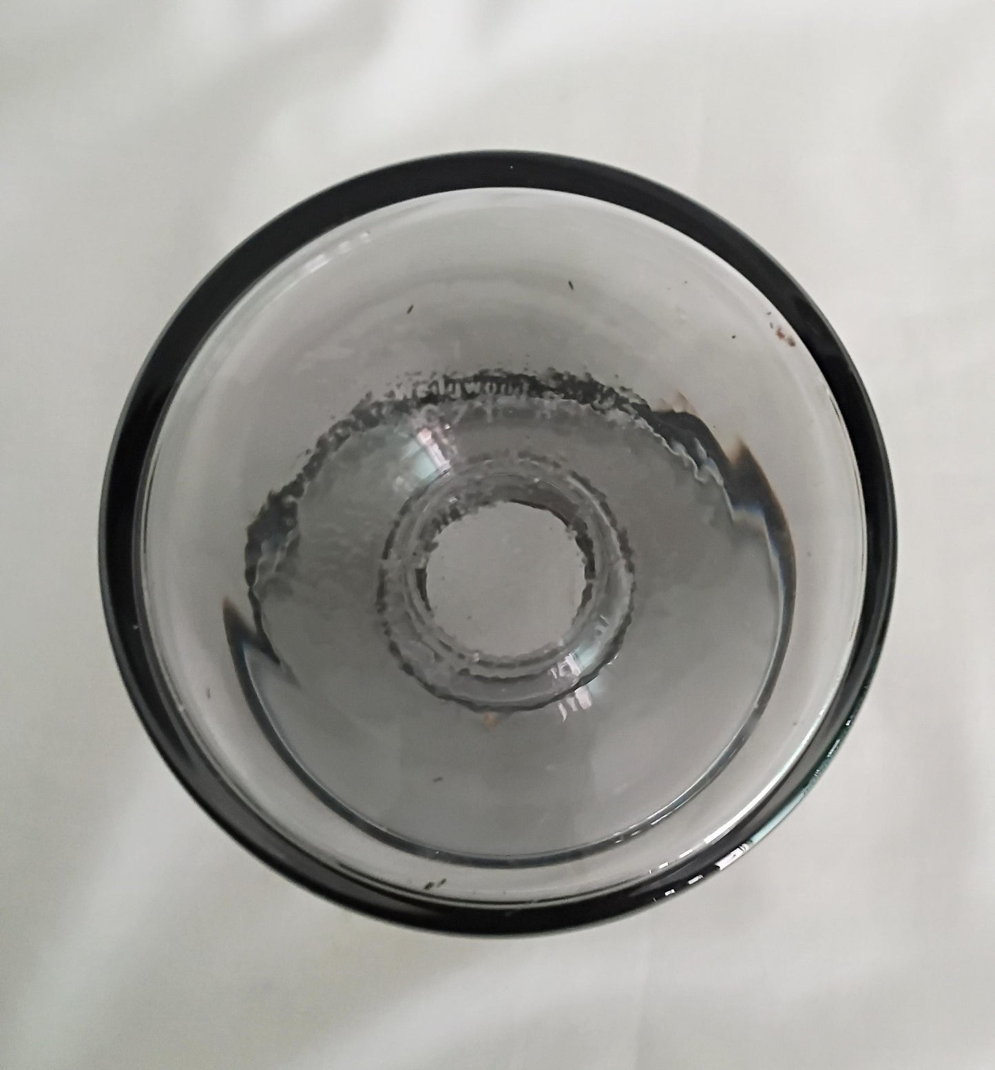 1980s Wedgwood pewter grey glass candle holder designed by Frank Thrower